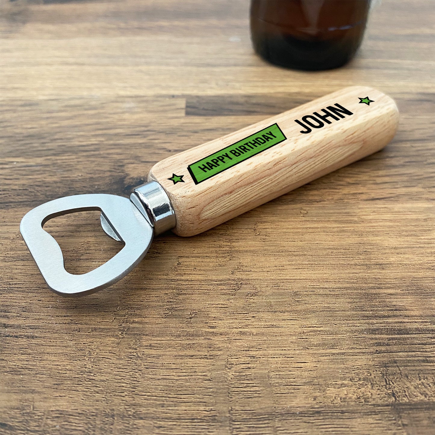 Personalised Birthday Gift For Him Her Wood Bottle Opener