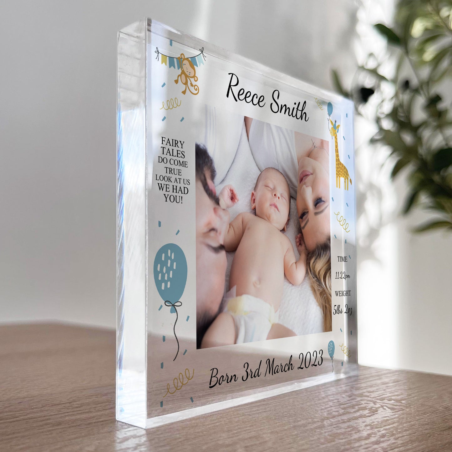 Personalised Baby Gift Photo Block Birth Details Nursery Decor