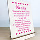 Gifts for Nanny Wooden Standing Sign Birthday Mothers Day Gift
