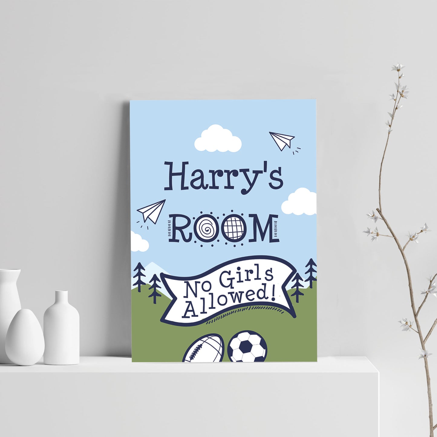 PERSONALISED Boys Bedroom Wall Art Football Room Decoration