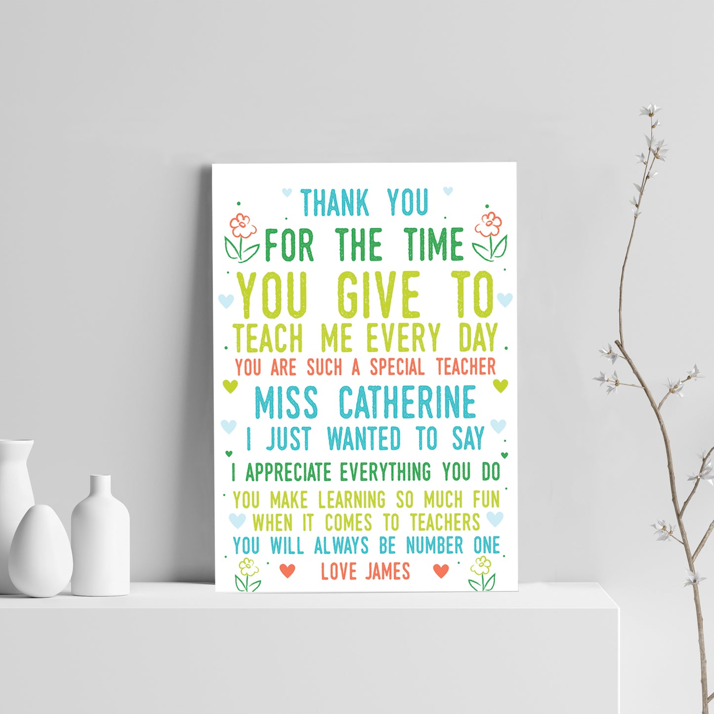 Thank You Poem Personalised Print Best Teacher Assistant Leaving