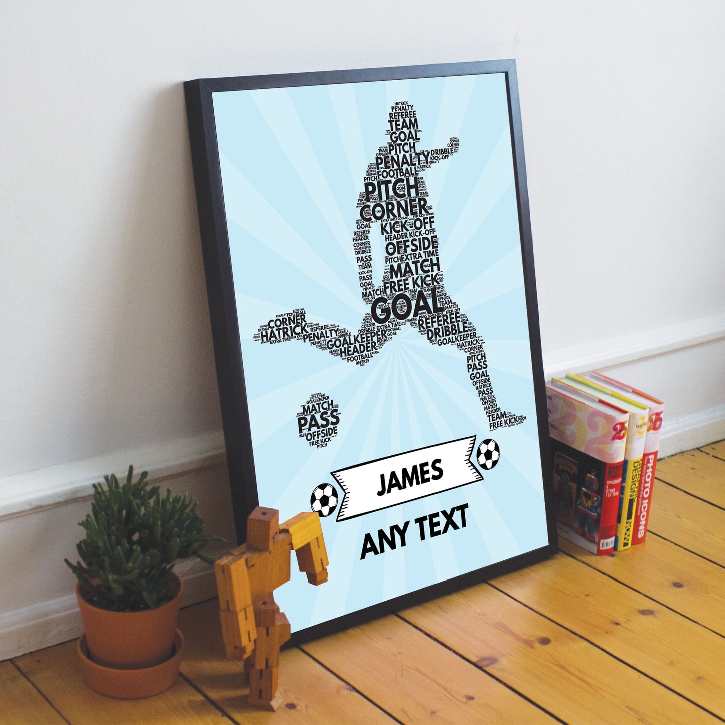 Personalised Boys Bedroom Sign Football Print Boys Bedroom Art