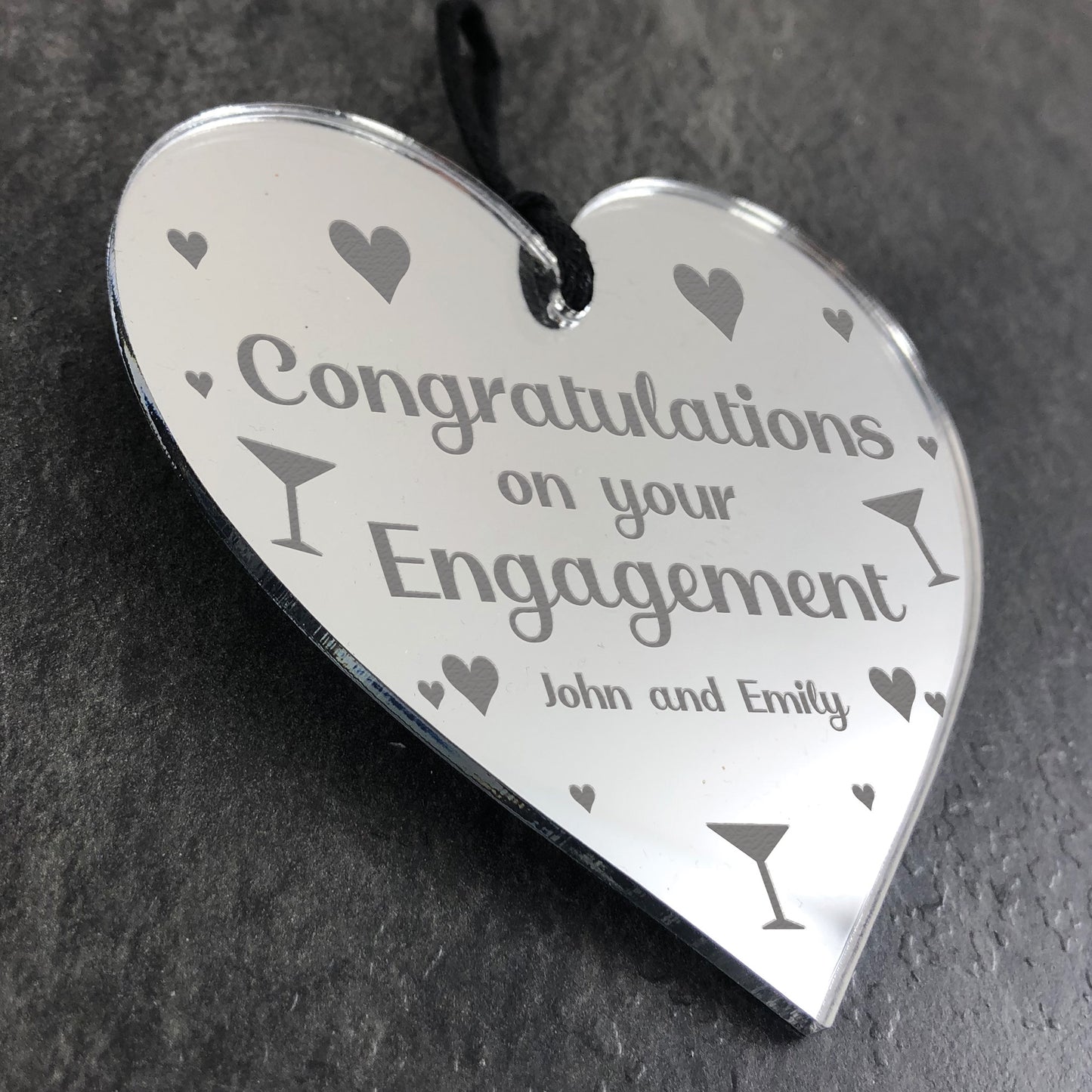 Personalised Engagement Gift For Couple Engraved Heart