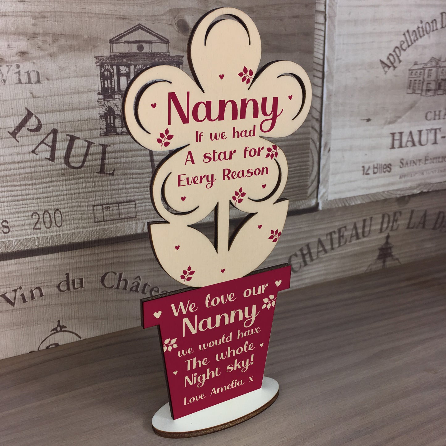 Special Gift For Nanny Birthday Mothers Day Wooden Flower