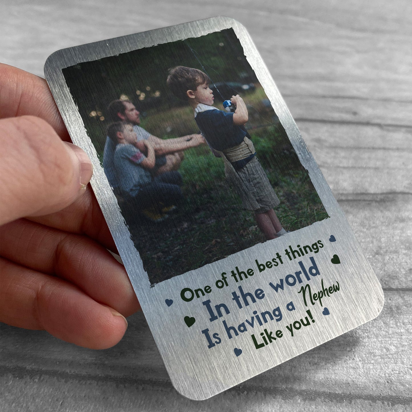 Personalised Metal Photo Card For Nephew Novelty Birthday Gift