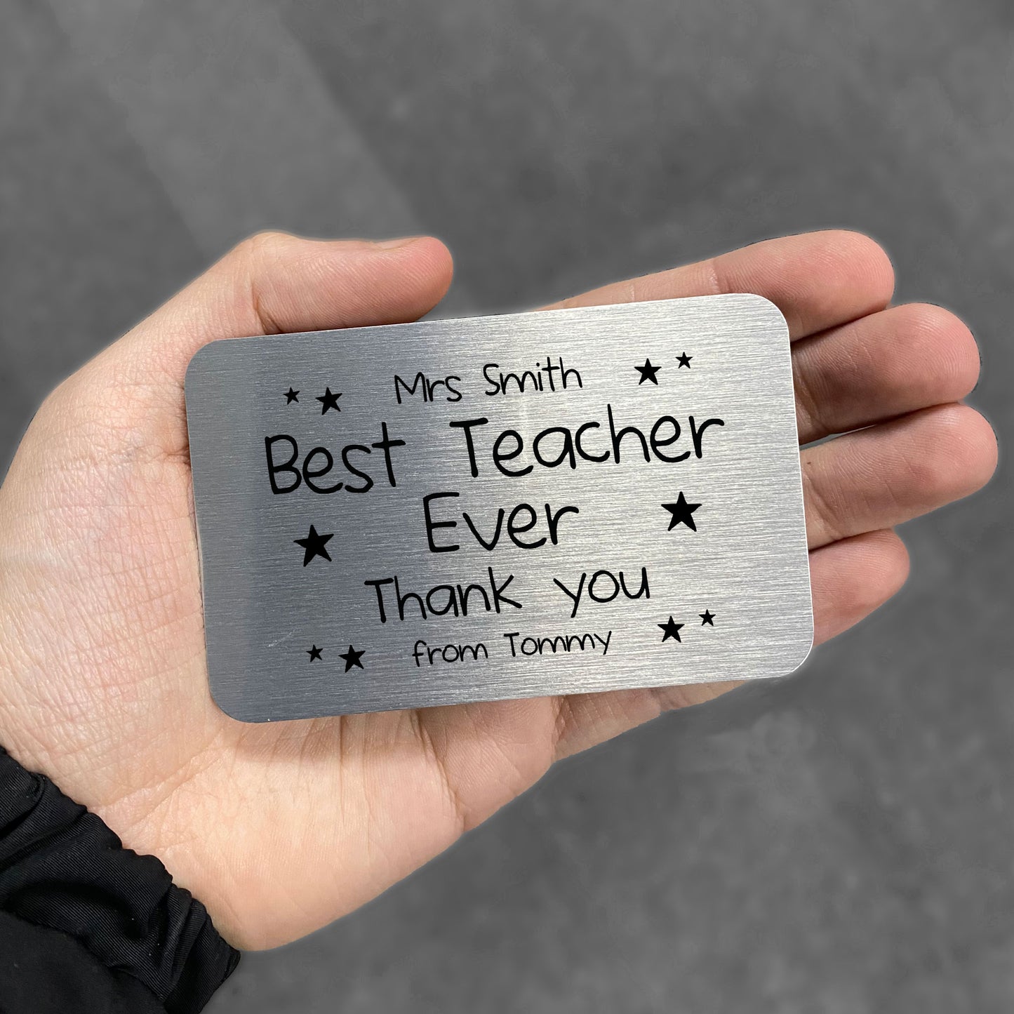 Personalised Best Teacher Thank You Metal Wallet Card Christmas