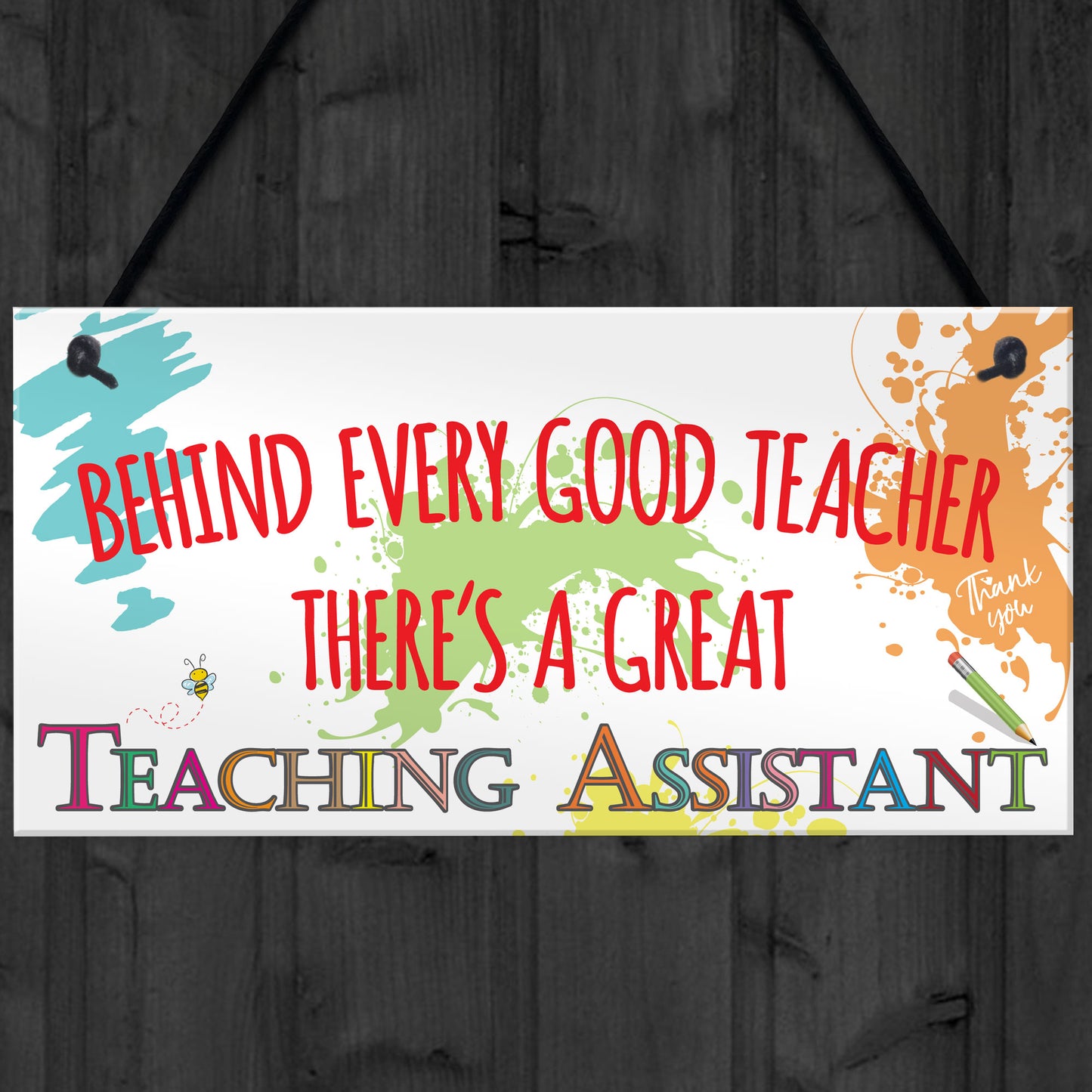 Behind Teacher Great Teaching Assistant Hanging Plaque