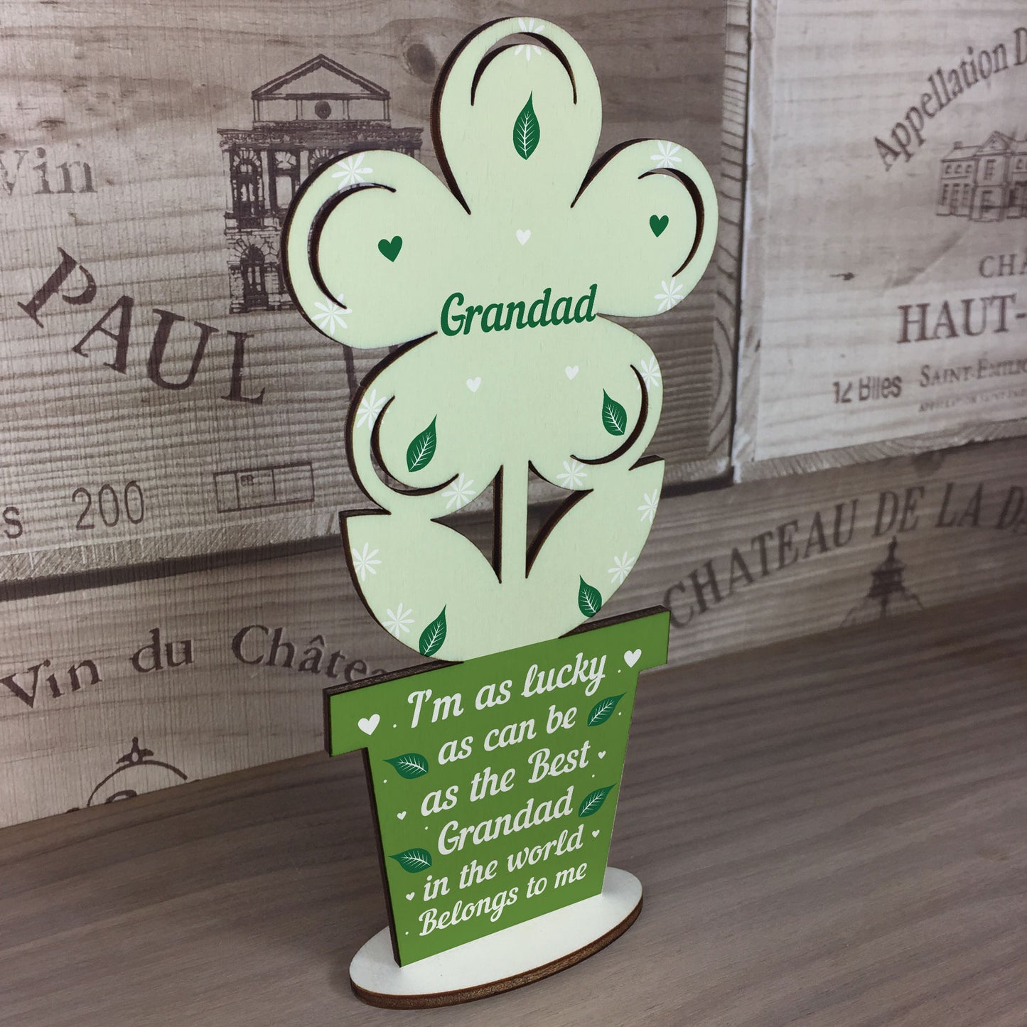 Grandad Birthday Christmas Gift Wood Flower Fathers Day Gift