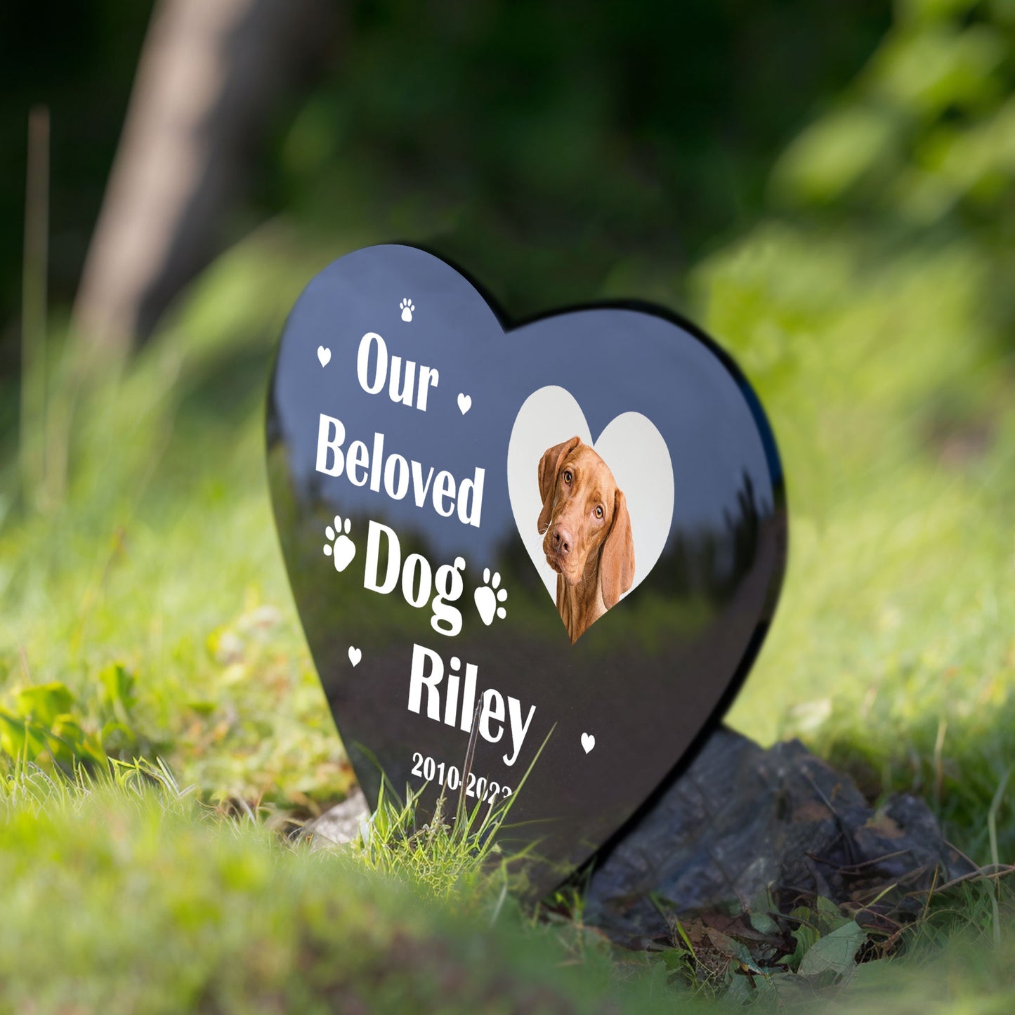 Personalised Memorial Heart Grave Marker Plaque For Pet Cat Dog