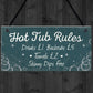 Funny Hot Tub Rules Novelty Hanging Garden Shed Plaque Jacuzzi