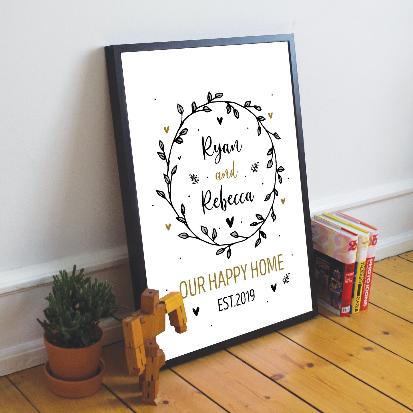 Happy Home Framed Print Personalised New Home 1st Home Gift