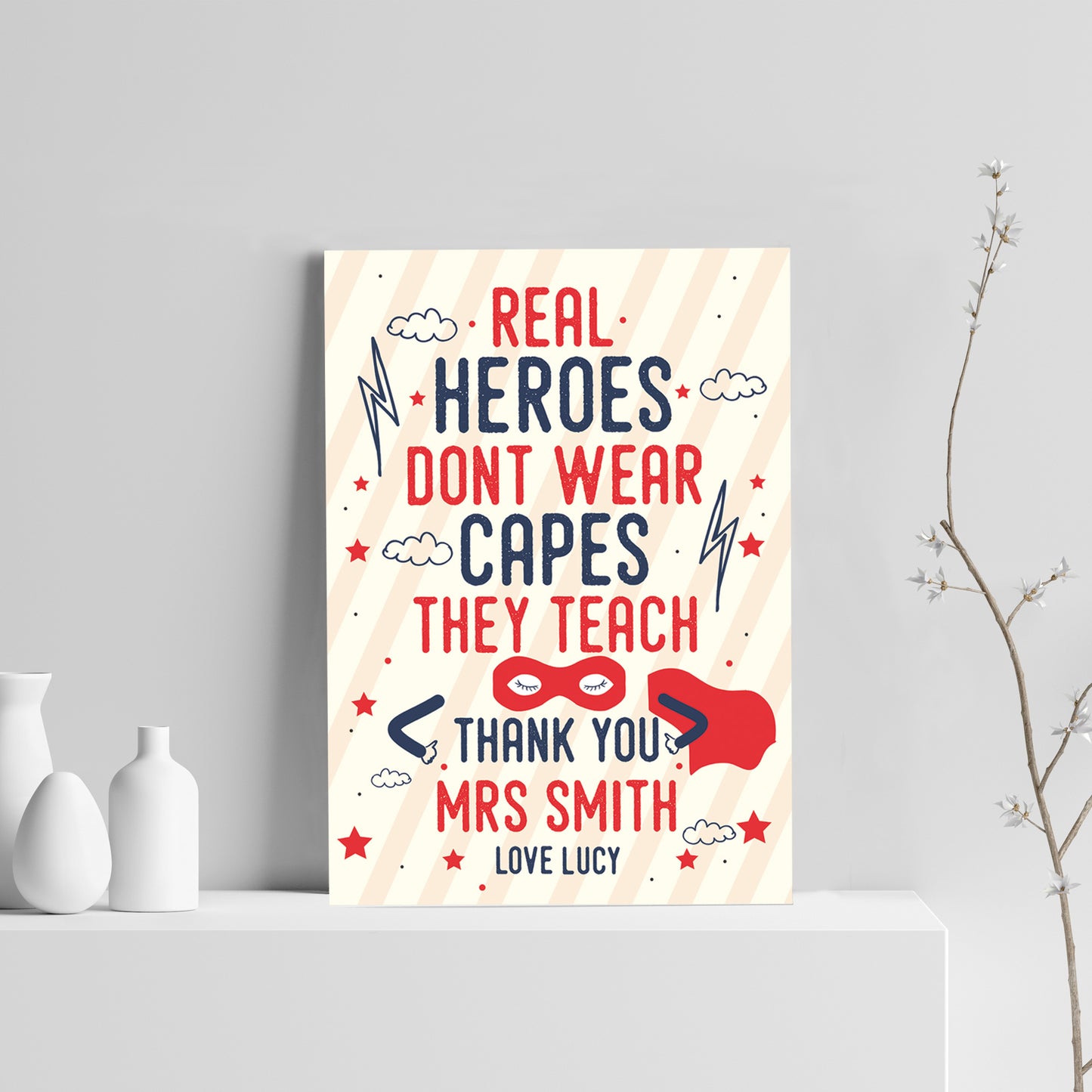 Thank You Teacher Assistant Gift Superhero Personalised Print