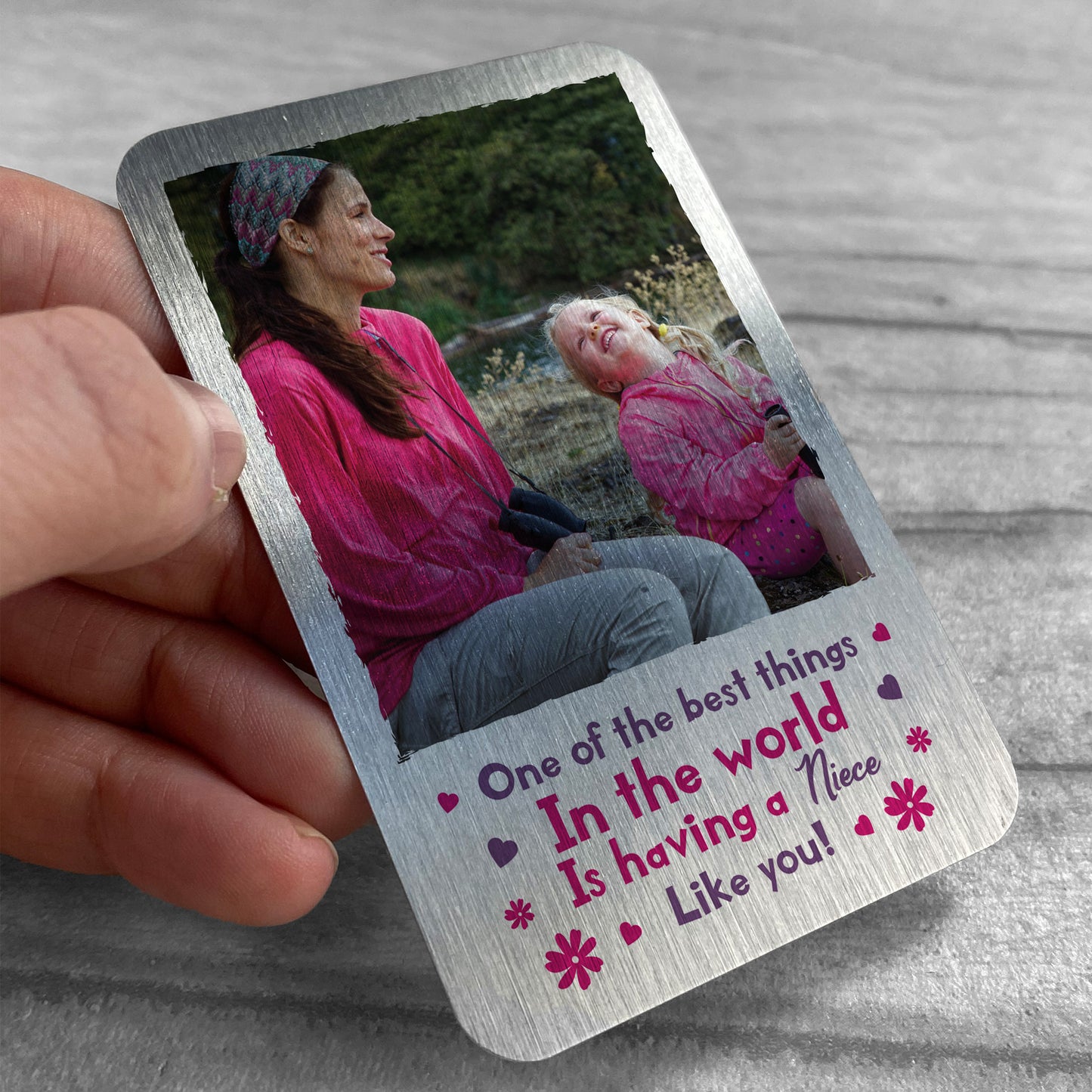 Personalised Metal Photo Card Gift For Niece Birthday Gift