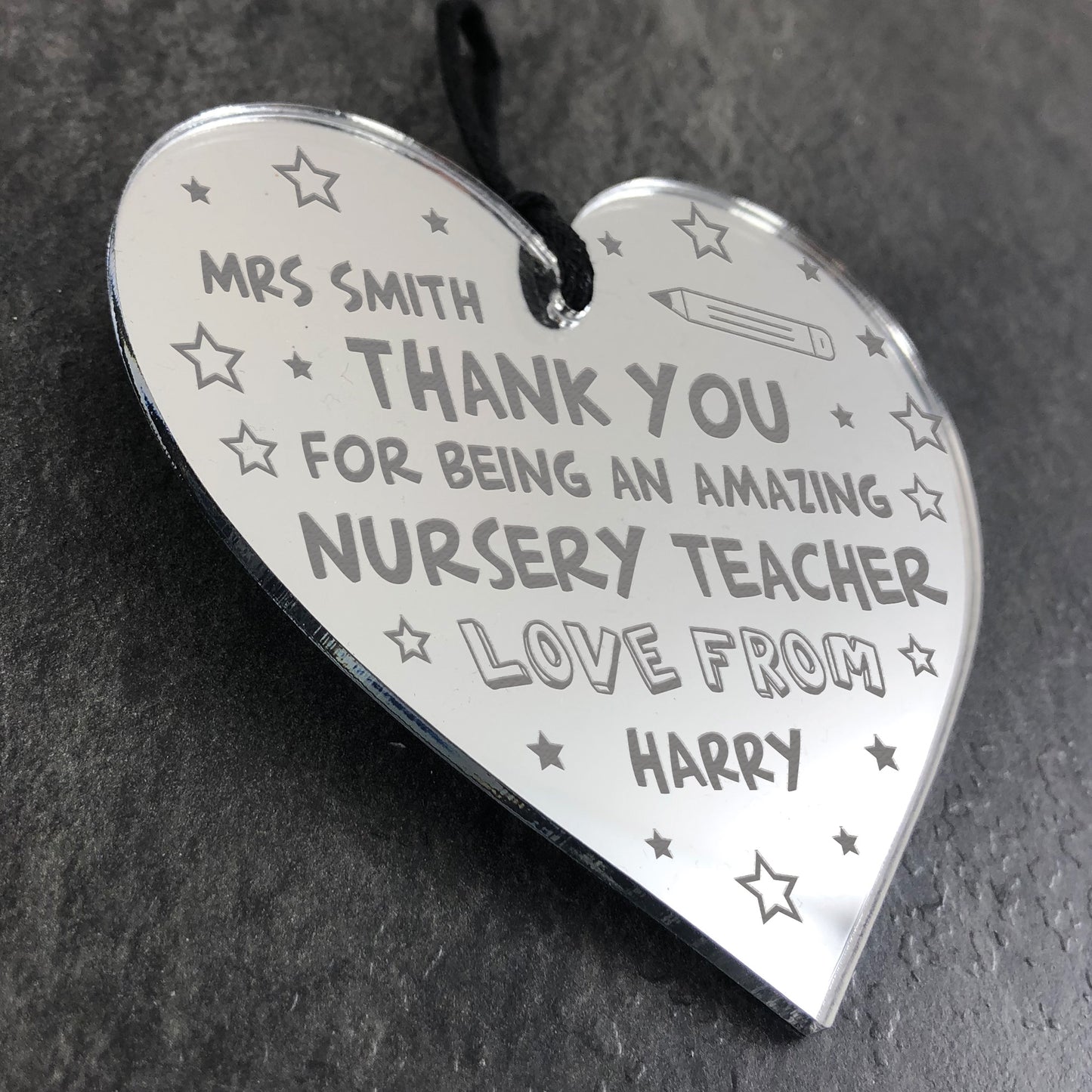 Personalised Nursery Teacher Gift Acrylic Heart Thank You Gift