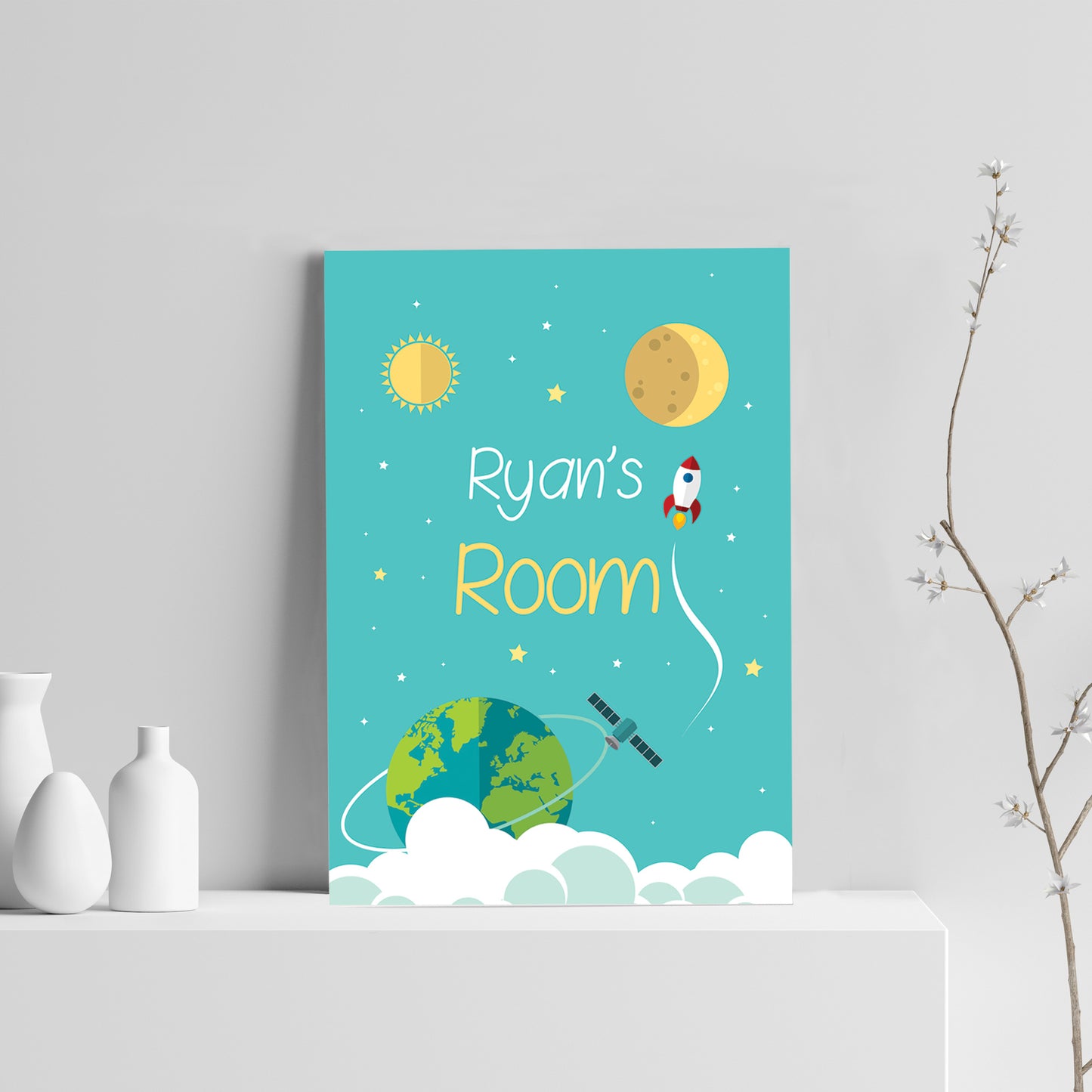 Personalised Space Wall Art Child Room Pictures Nursery Decor