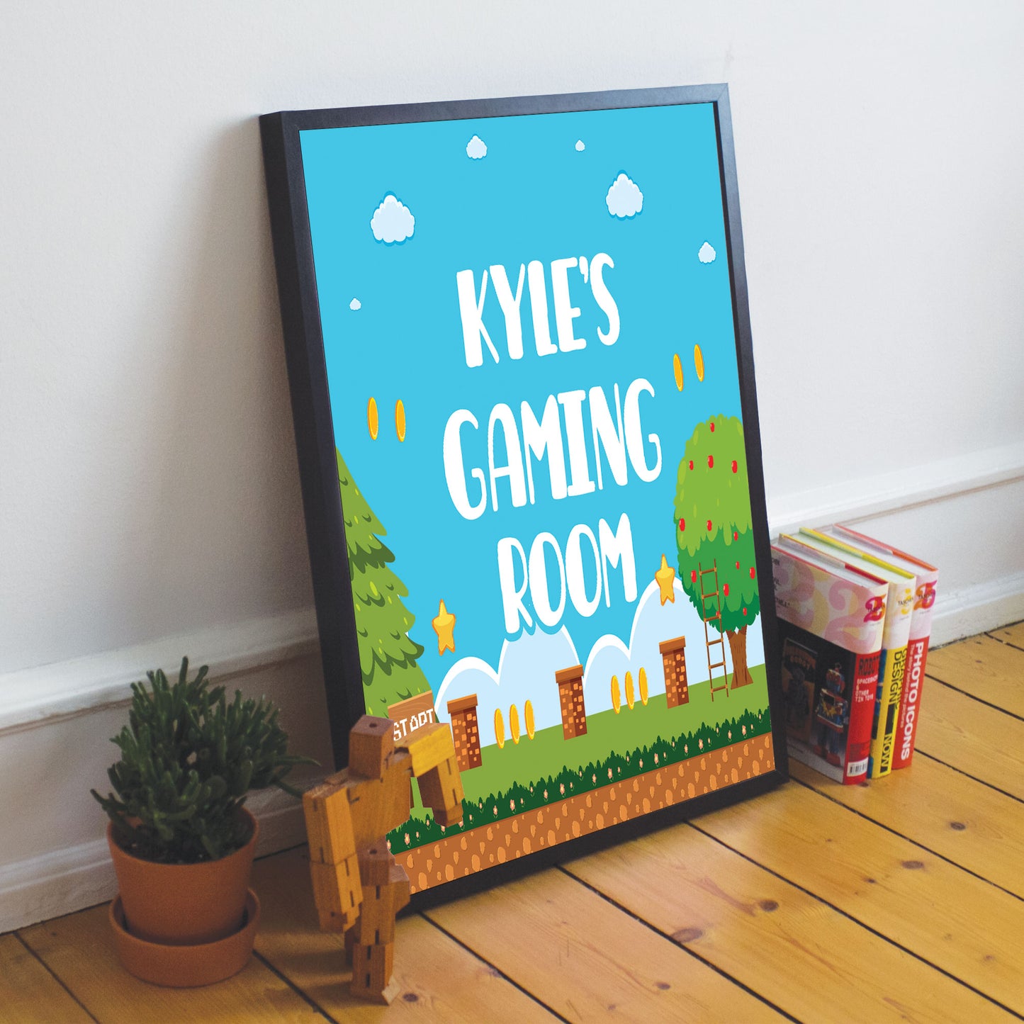 Gaming Poster Personalised Wall Print Retro Arcade Boys Bedroom