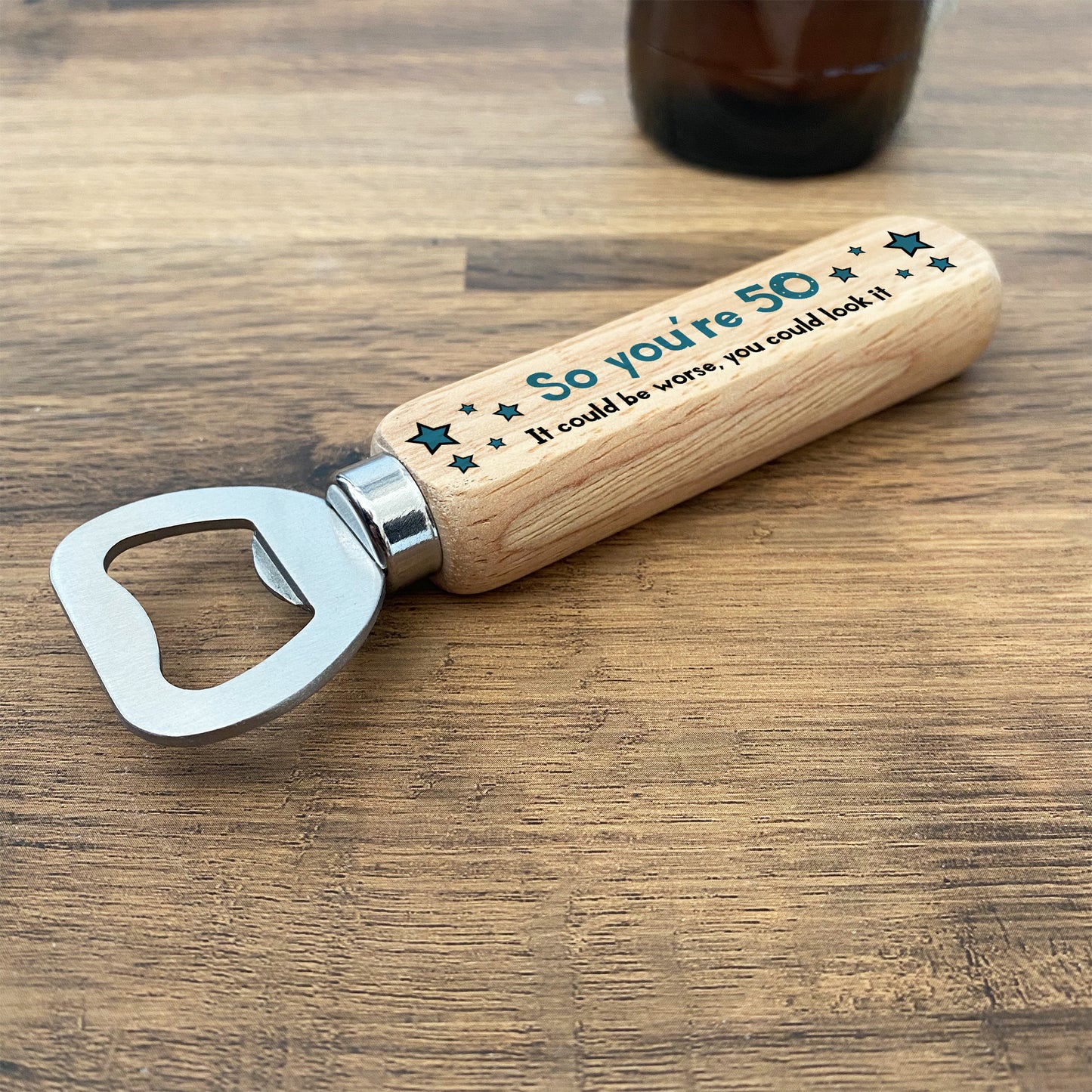 Funny 50th Birthday For Him Her Wooden Bottle Opener Decor