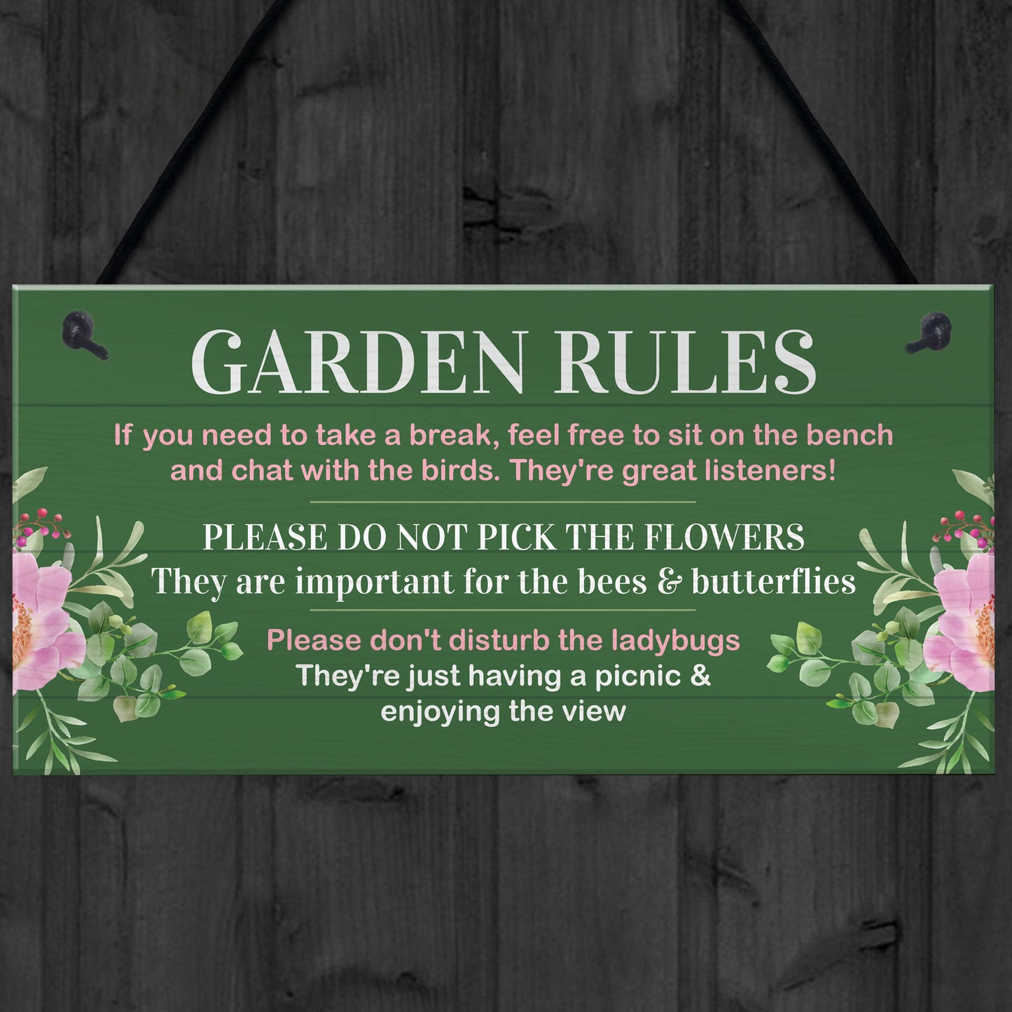 Garden Rules Sign for Outdoor Decor Novelty Garden Shed Plaque