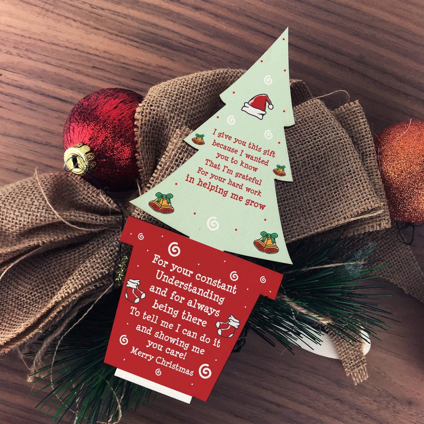 Christmas Gift For Teacher Poem Wooden Christmas Tree Thank You