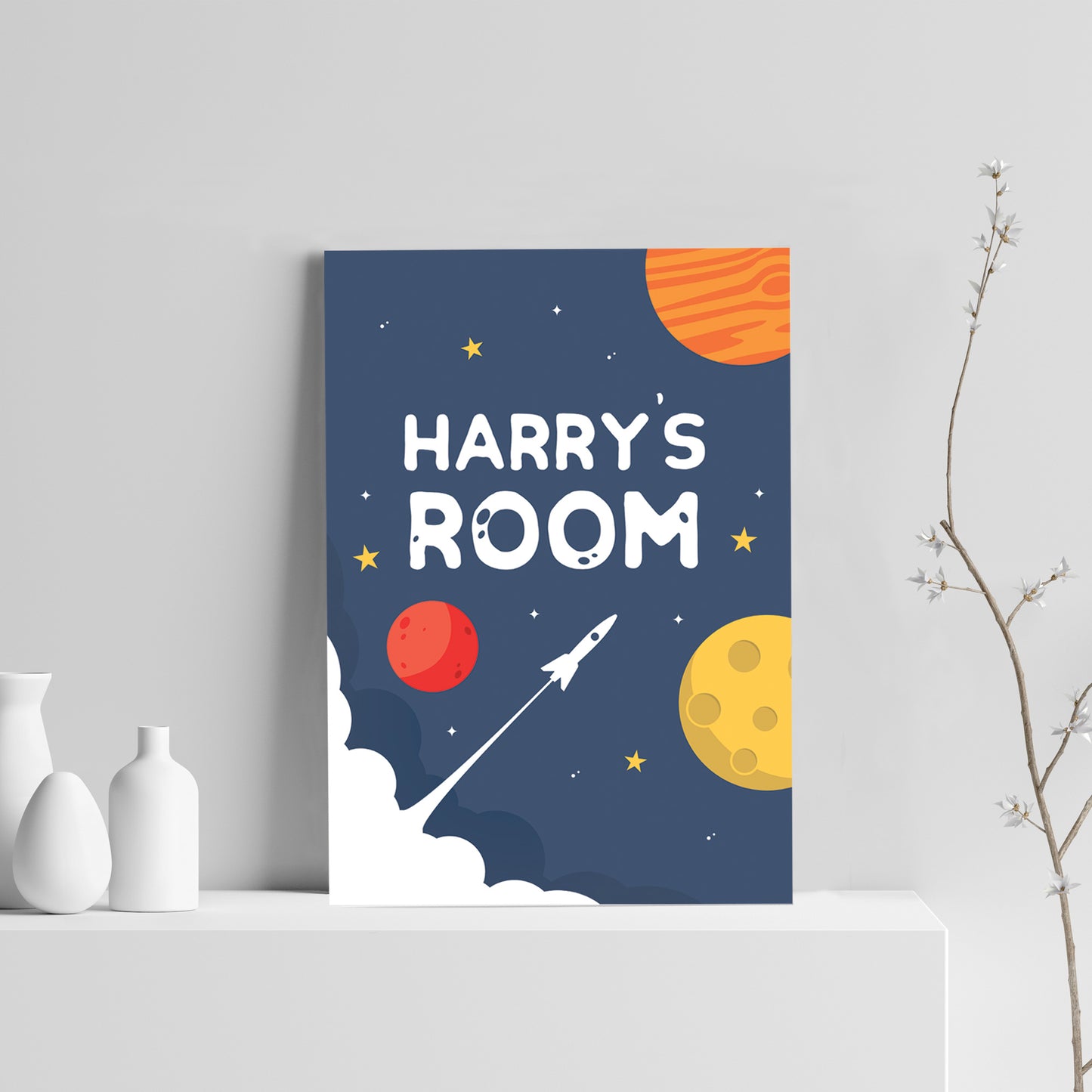 PERSONALISED Boys Bedroom Wall Art Space Room Decoration