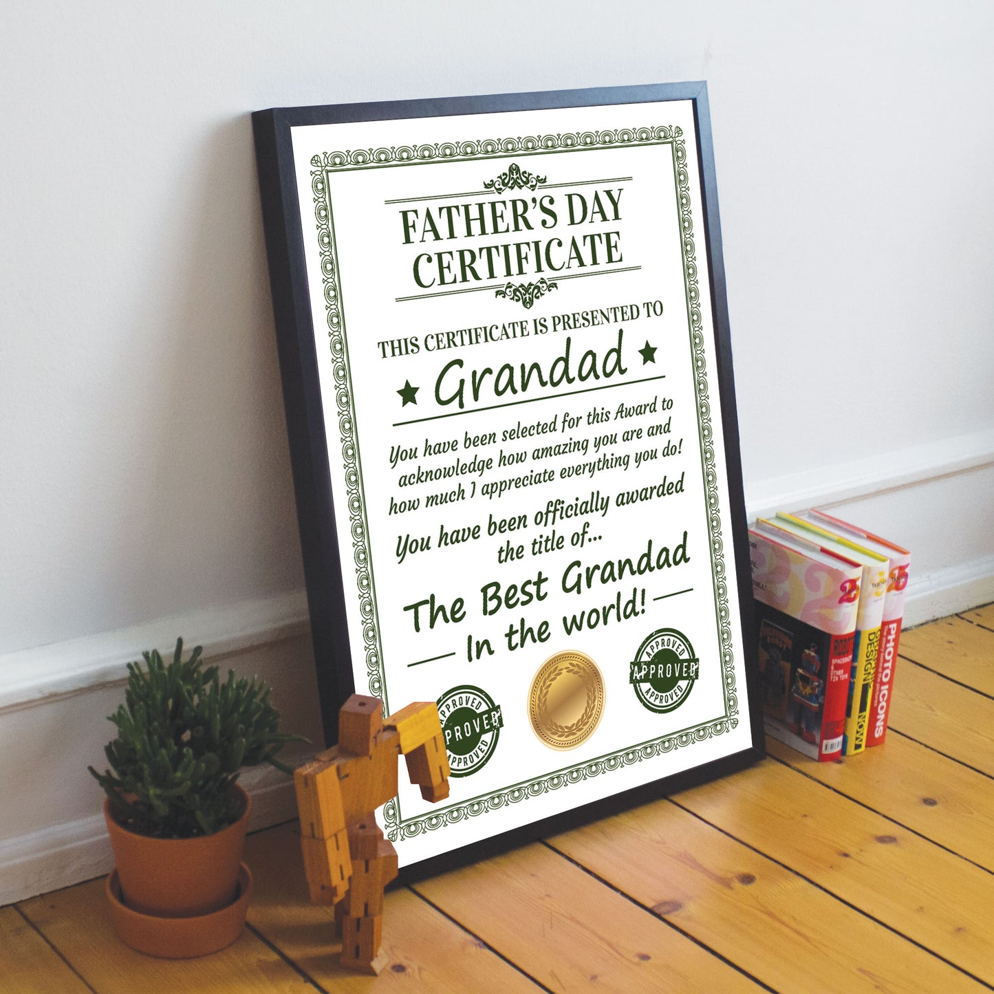 Framed Grandad Certificate For Fathers Day Gift For Grandad