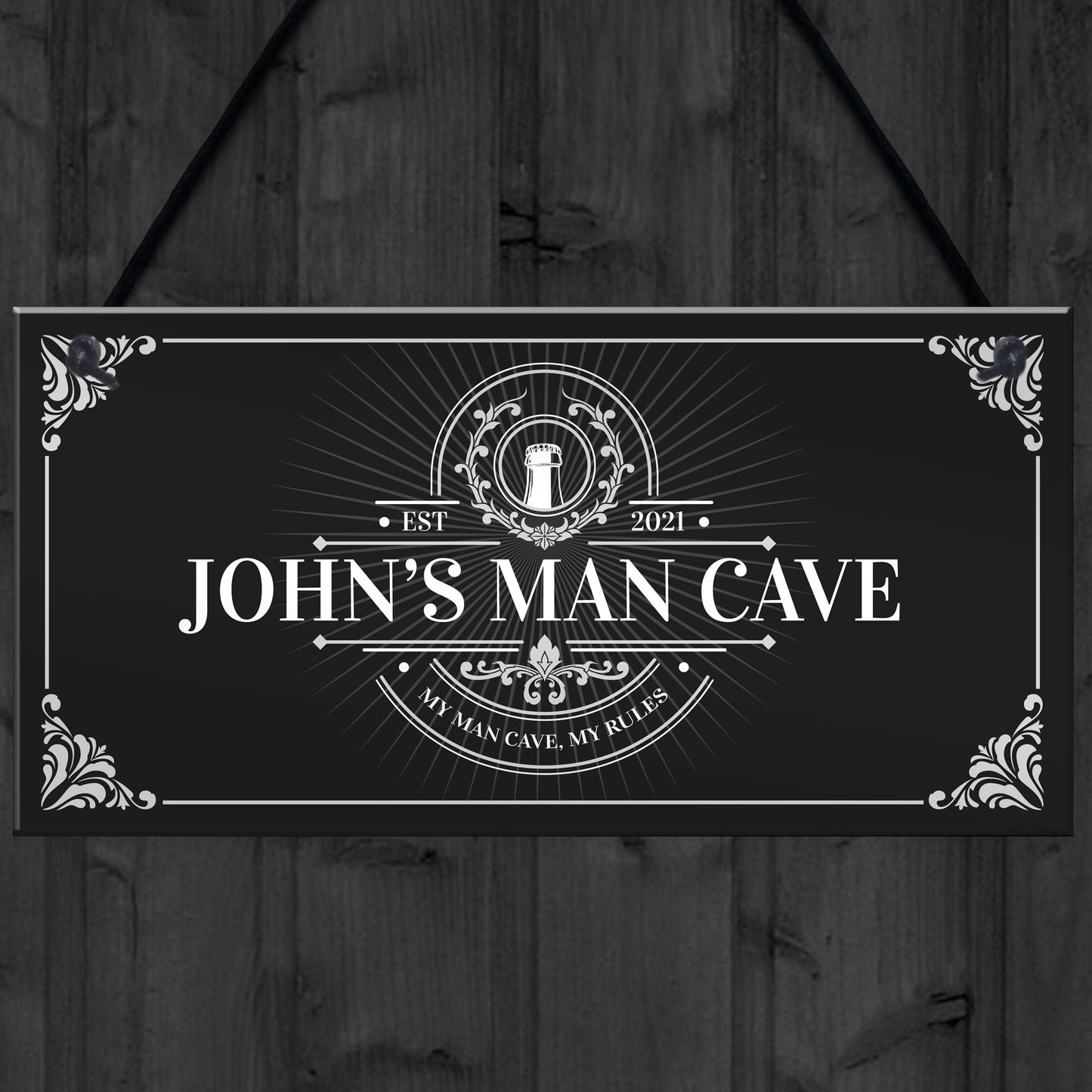 Man Cave Personalised Sign Gift For Him Home Decor Hanging Sign