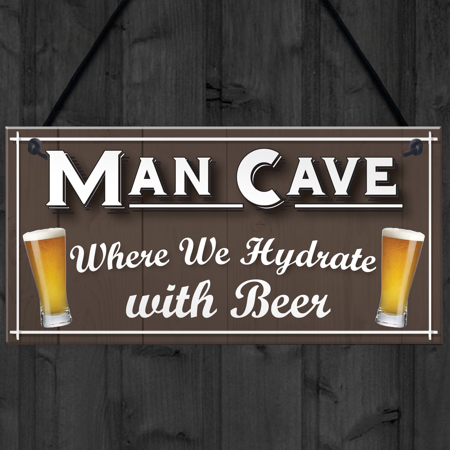 Man Cave Hydrate Beer Alcohol Funny Home Bar Gift Hanging Plaque