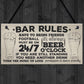 Bar Rules Still Standing Alcohol Beer Pub Plaque Funny Man Cave