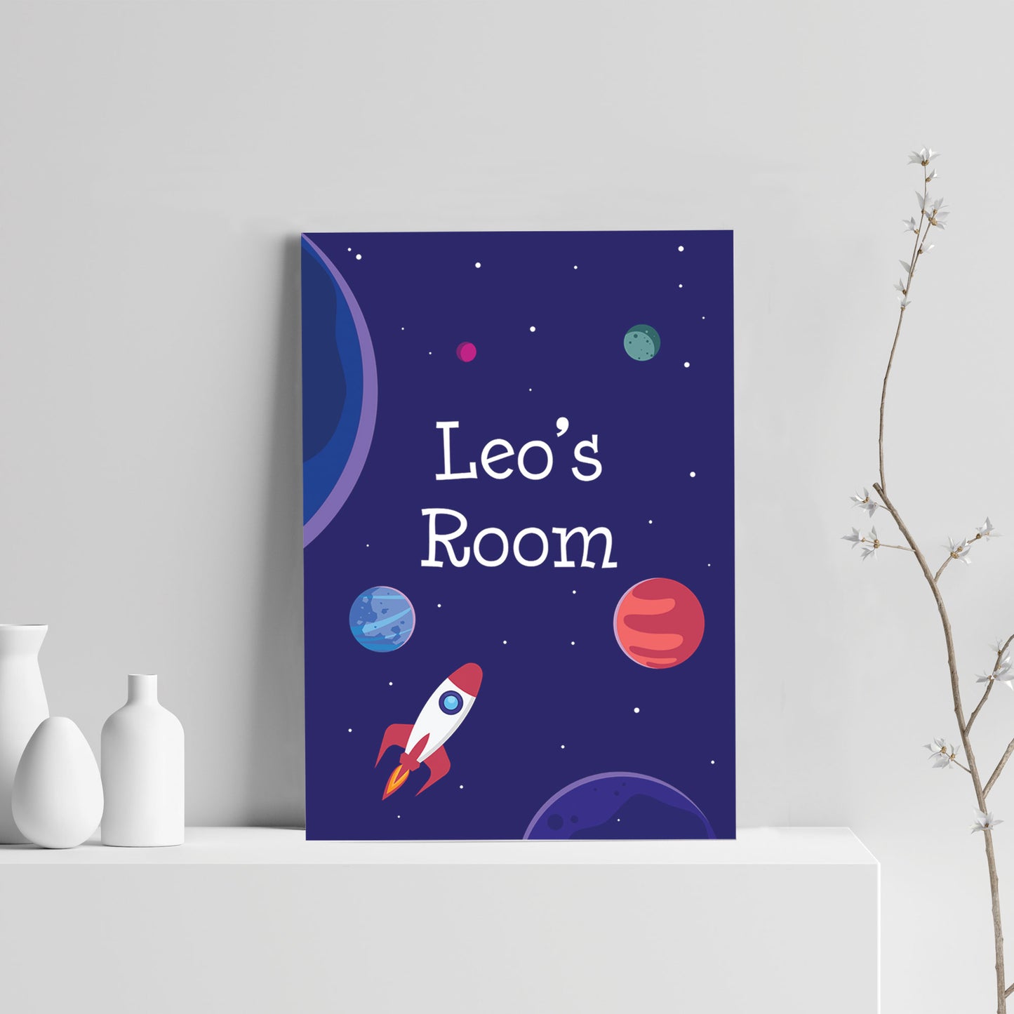 Personalised Bedroom Sign Space Theme Print Wall Art Son Gift