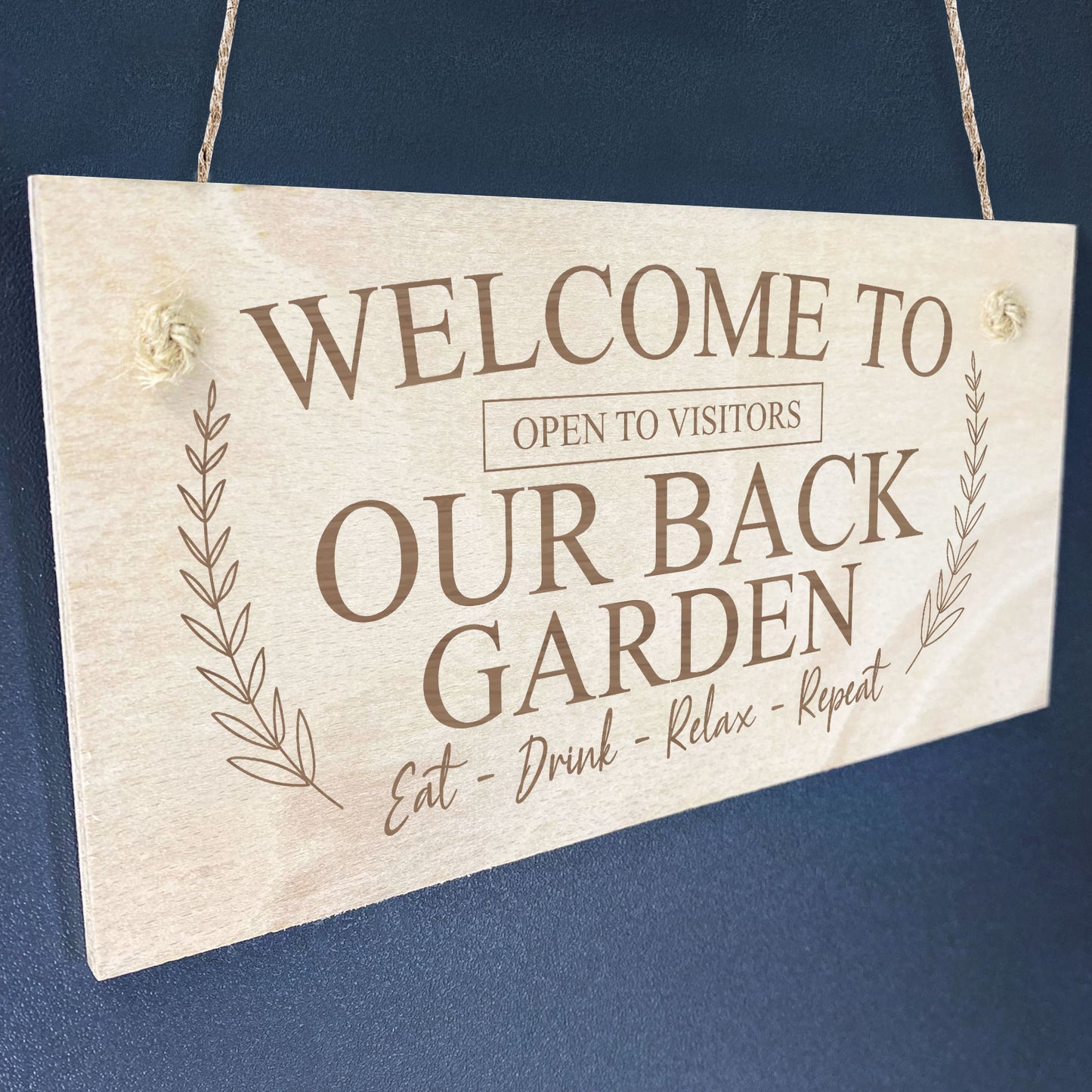 Back Garden Sign Engraved Hanging Wall Plaque Shed Sign Welcome