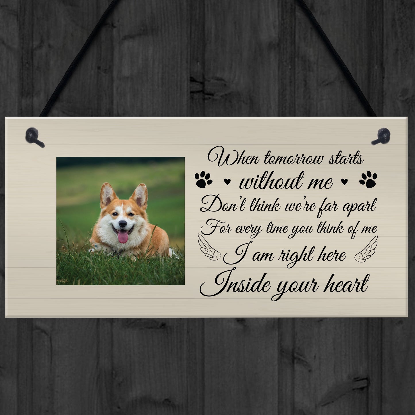 Personalised Pet Memorial Gift Pet Photo Hanging Plaque Dog