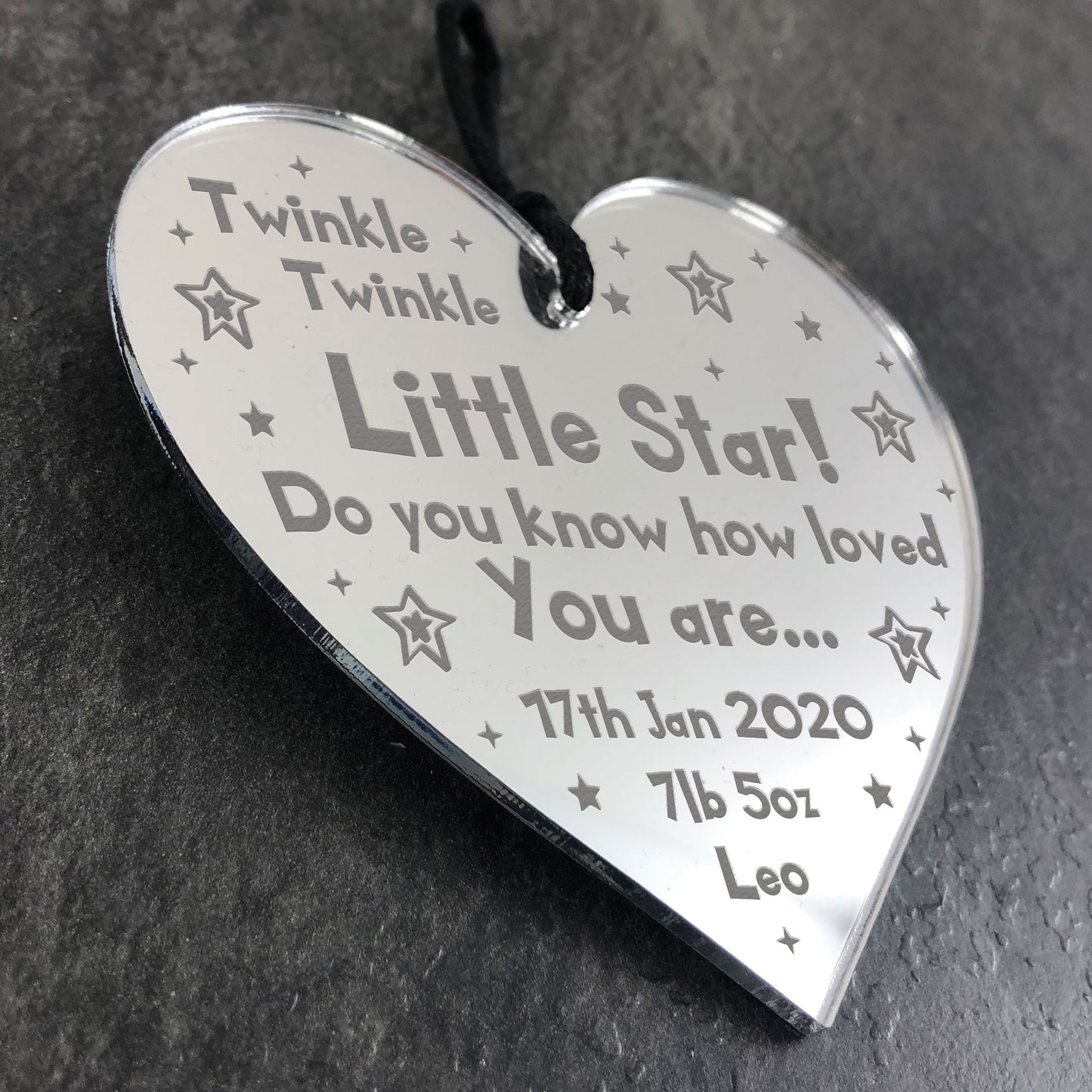 Newborn Baby Gift Personalised Engraved Heart Baby Girl Boy