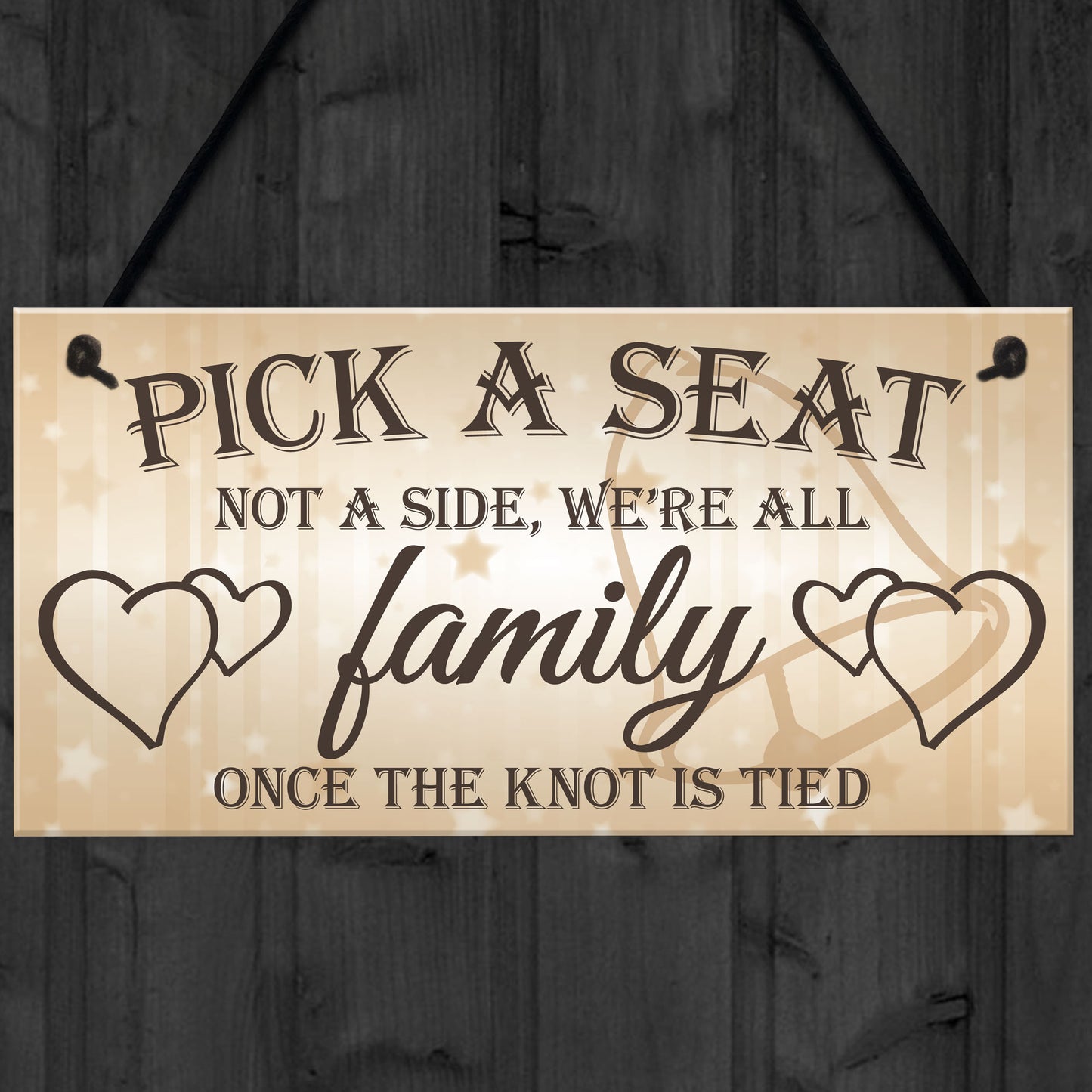 We're All Family Cute Hanging Wedding Day Message Plaque