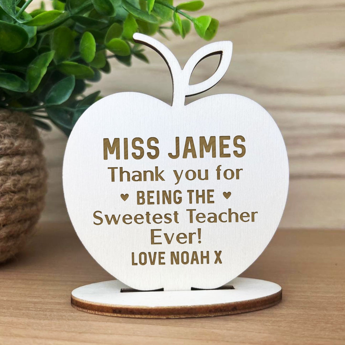 Personalised Wood Engraved Apple Teacher Gifts Thank You Gift