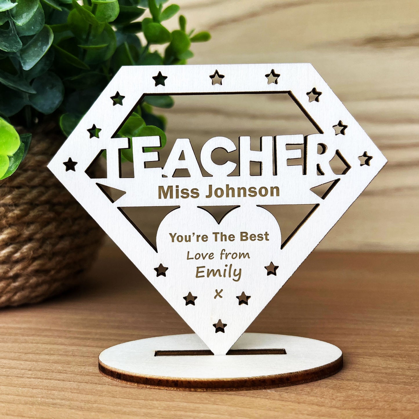 Personalised Best Teacher Thank You Gifts Wood Plaque Leaving