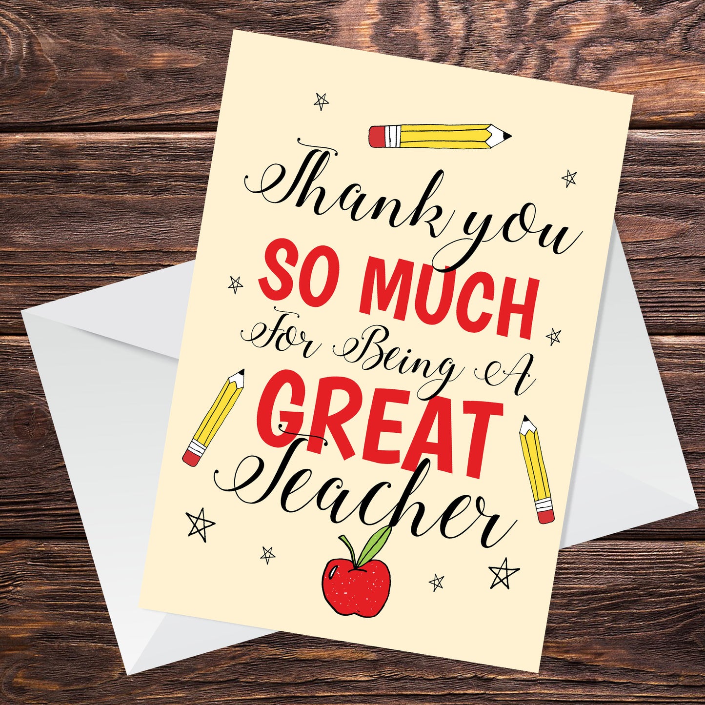 Red Ocean Thank You Card For Teacher Nursery School Gift