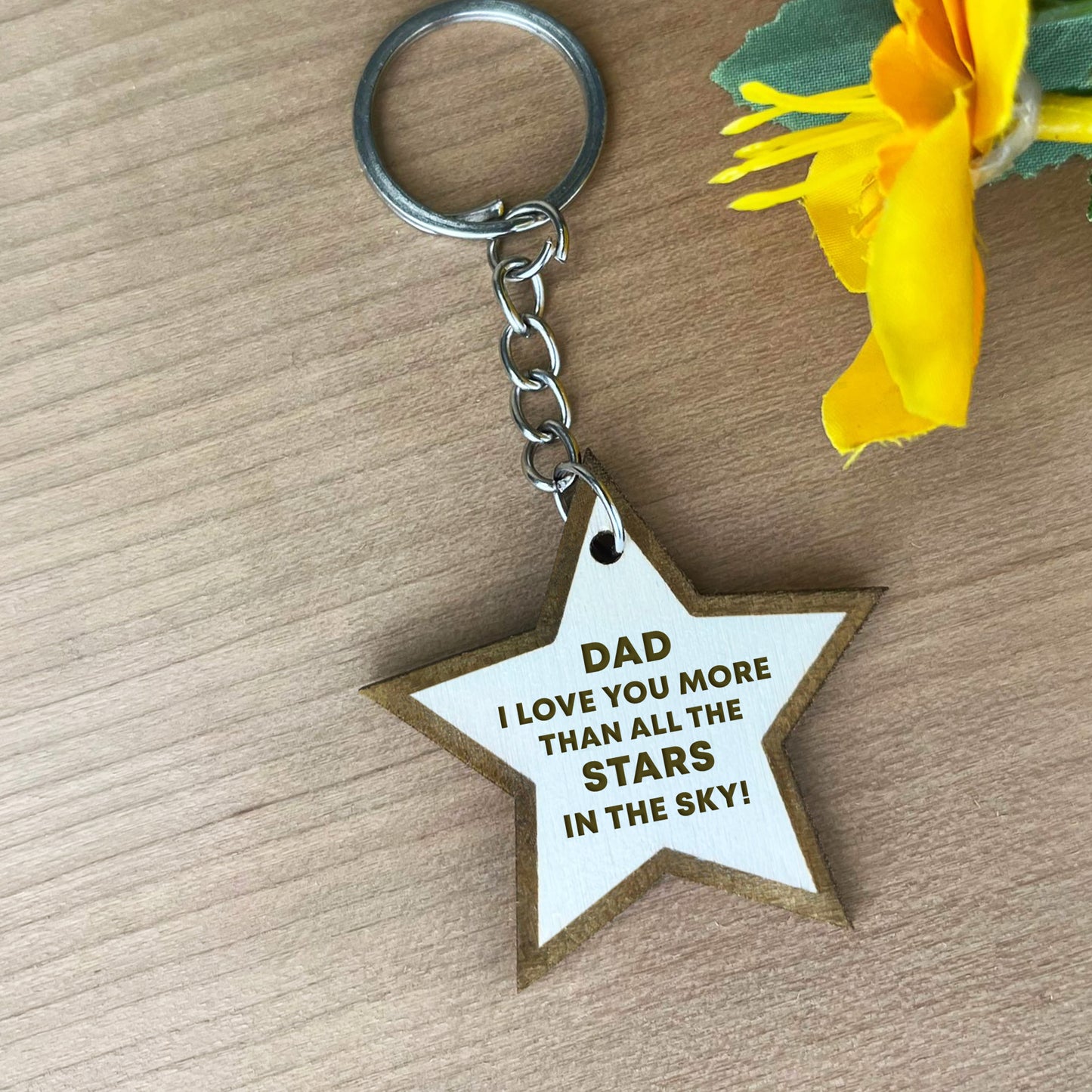 Novelty Dad Gifts Wooden Engraved Keyring Fathers Day Birthday