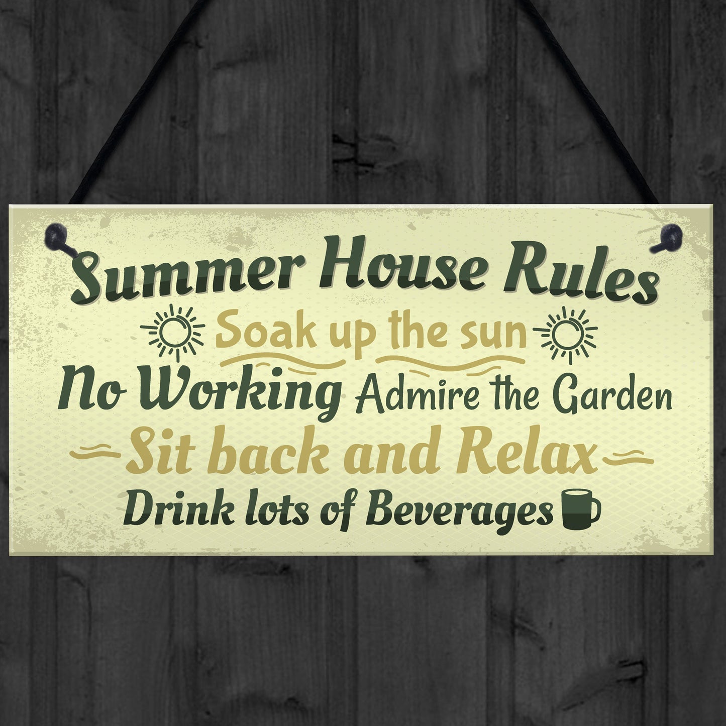 Summer House Rules Novelty Hanging Plaque Garden Shed Sign