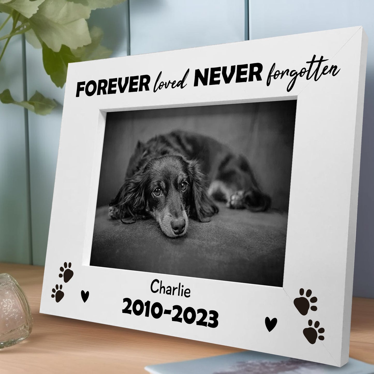 Personalised Pet Wooden Photo Frame Dog Puppy Gift Handmade