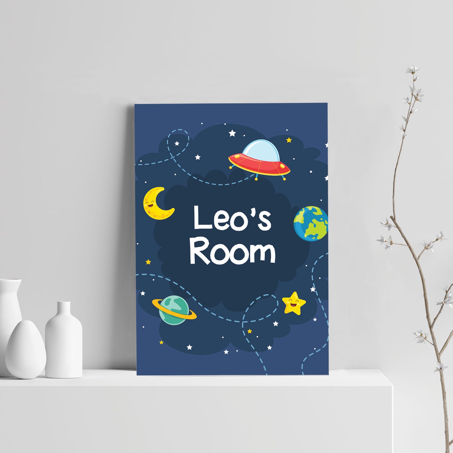 Personalised Space Theme Print For Boys Bedroom Nursery Decor