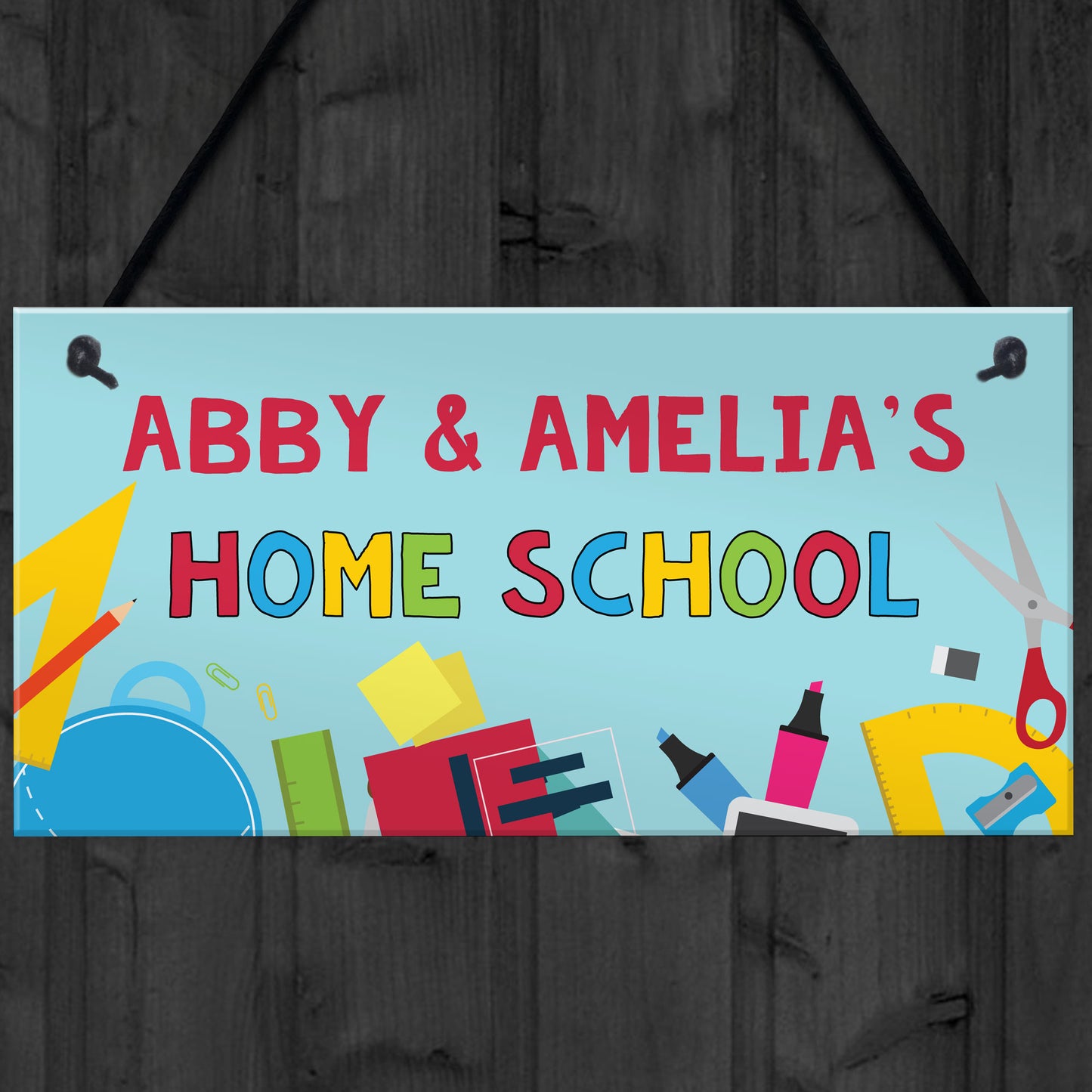 Home School Sign Personalised Hanging Door Sign Classroom Sign