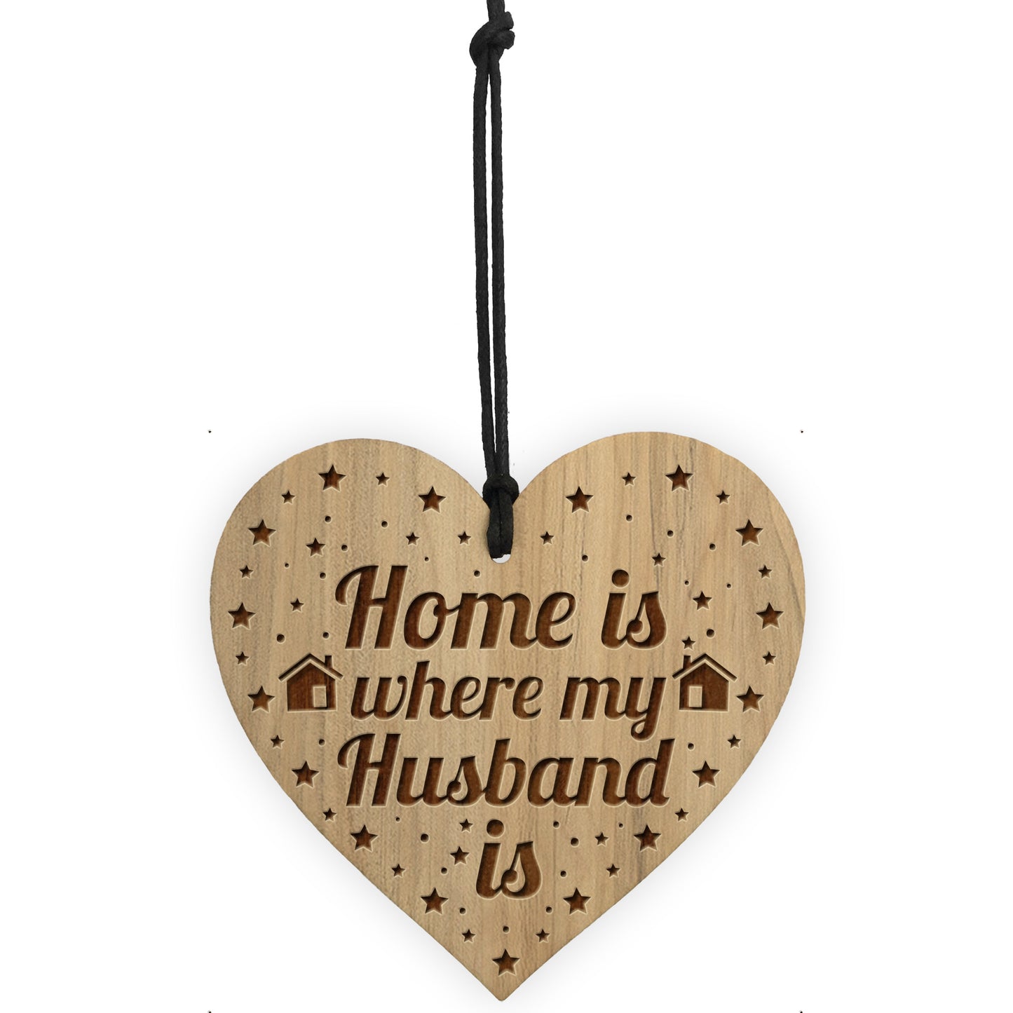 Home Is Where My Husband Is Wood Heart Husband Birthday Gifts