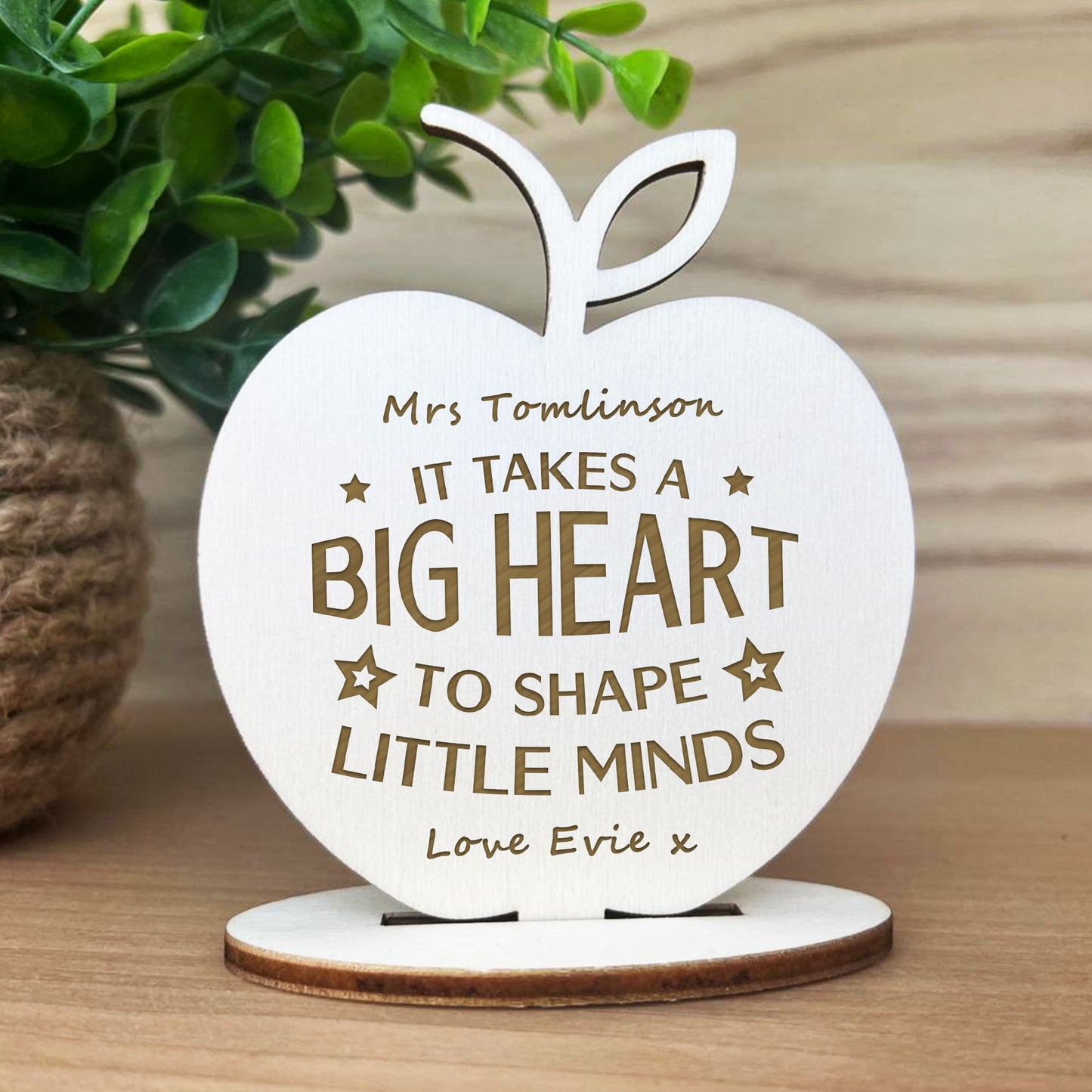 Thank You Teacher Gift Wood Apple School Nursery Pre School Gift