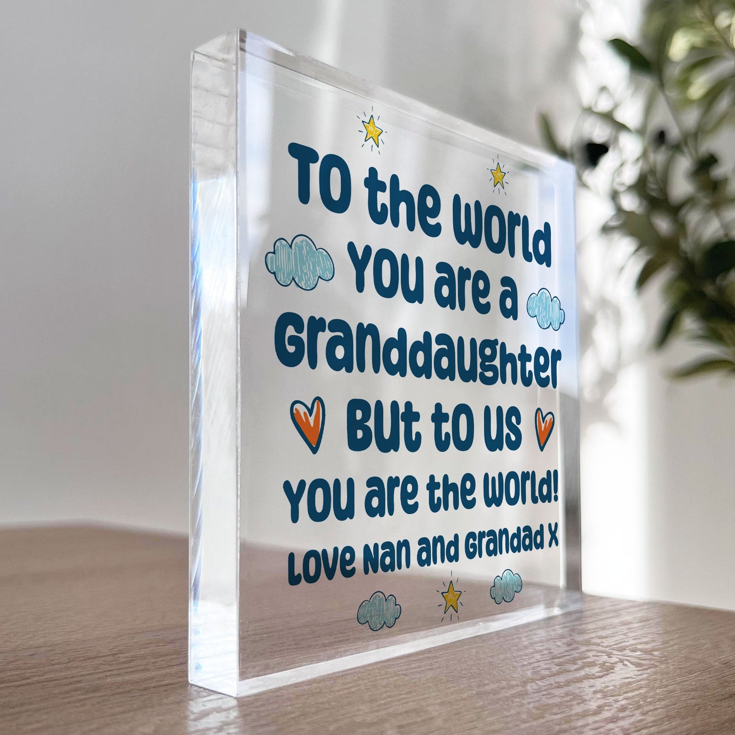 Granddaughter Gift Keepsake Acrylic Block Christmas Birthday