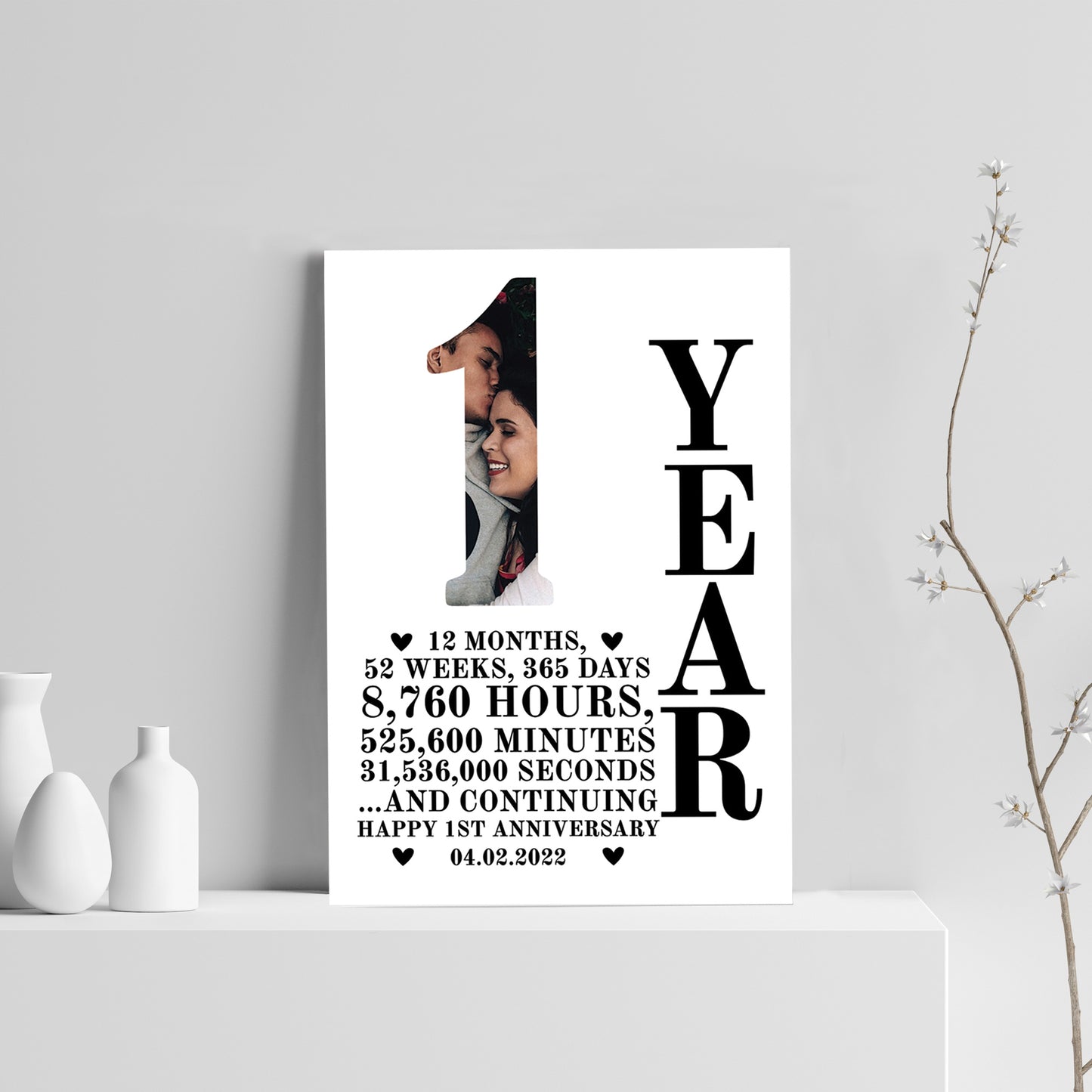 1st Anniversary Gift Print Personalised Photo Husband Wife