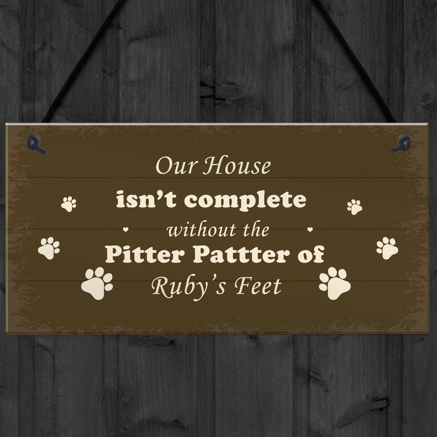 PERSONALISED Pitter Patter Doggy Feet Dog Lover Gift Pet Sign