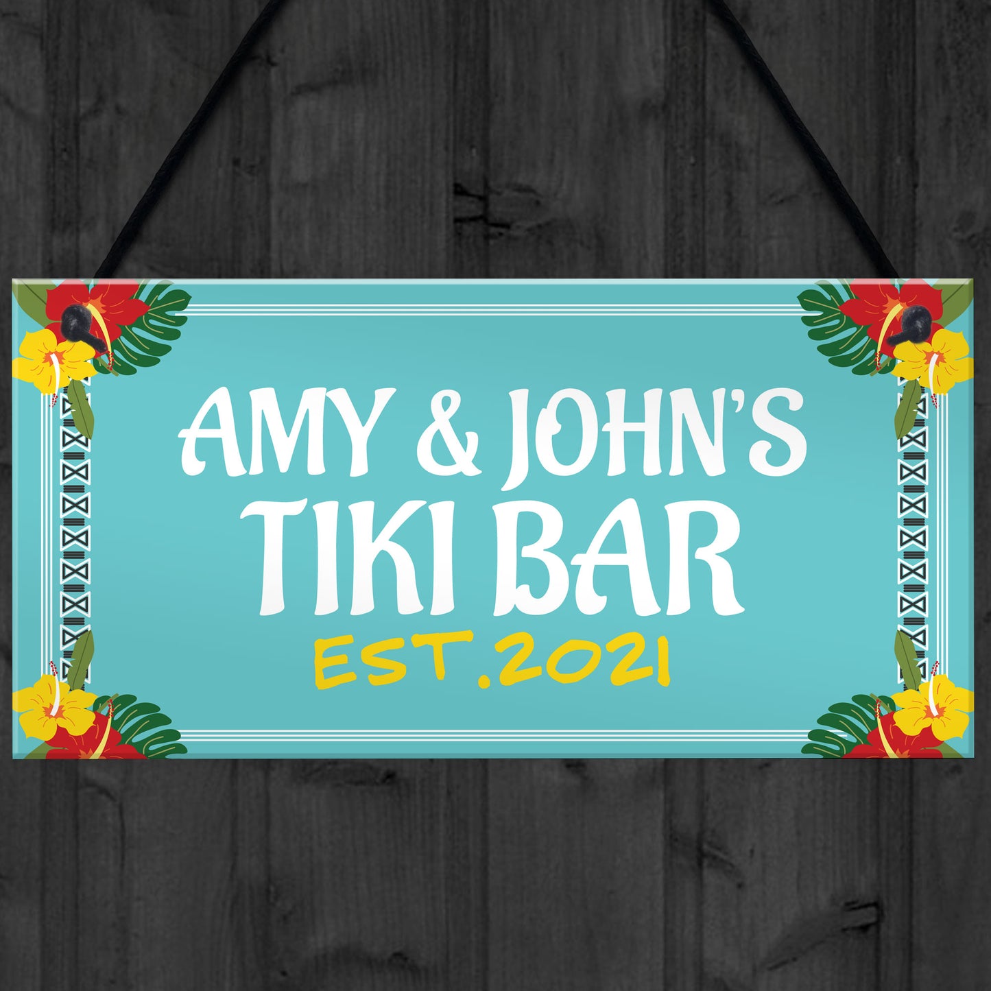 Colourful Tiki Bar Sign Personalised Garden Summerhouse Sign