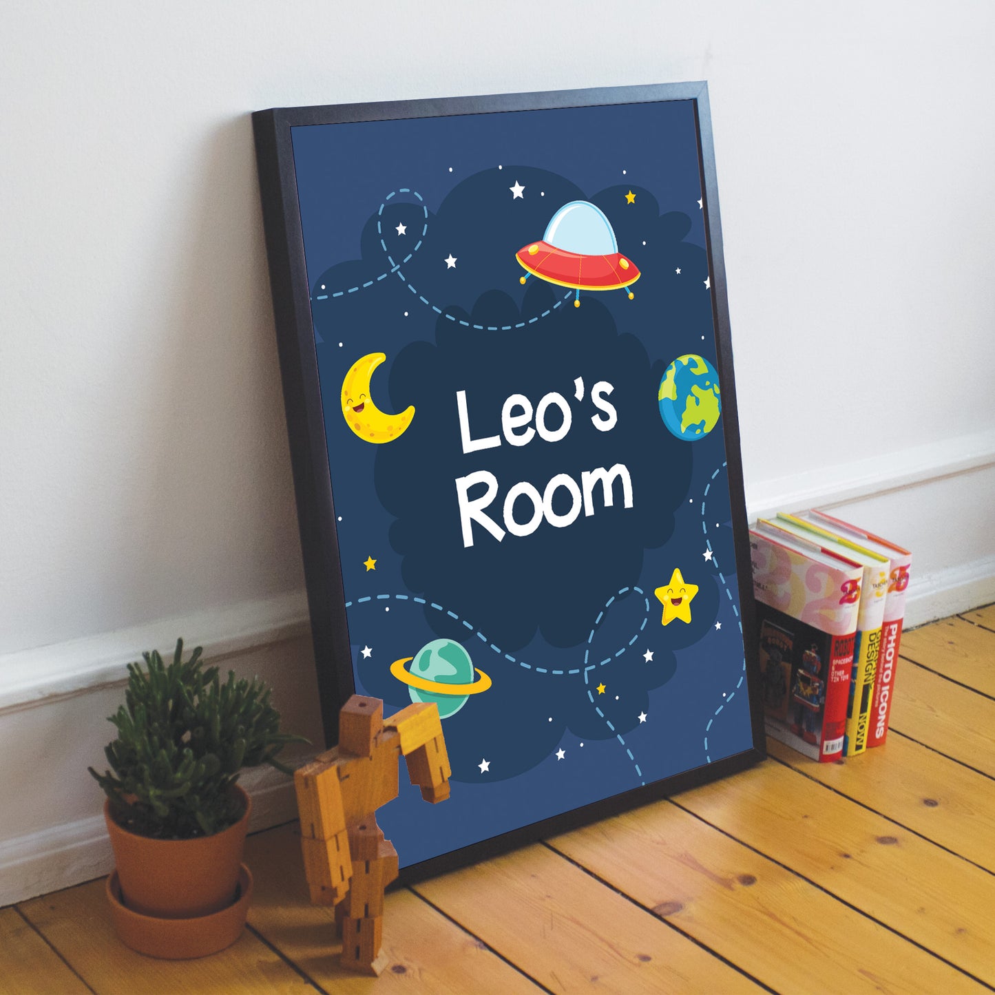 Personalised Space Theme Wall Art Poster Boys Bedroom Nursery