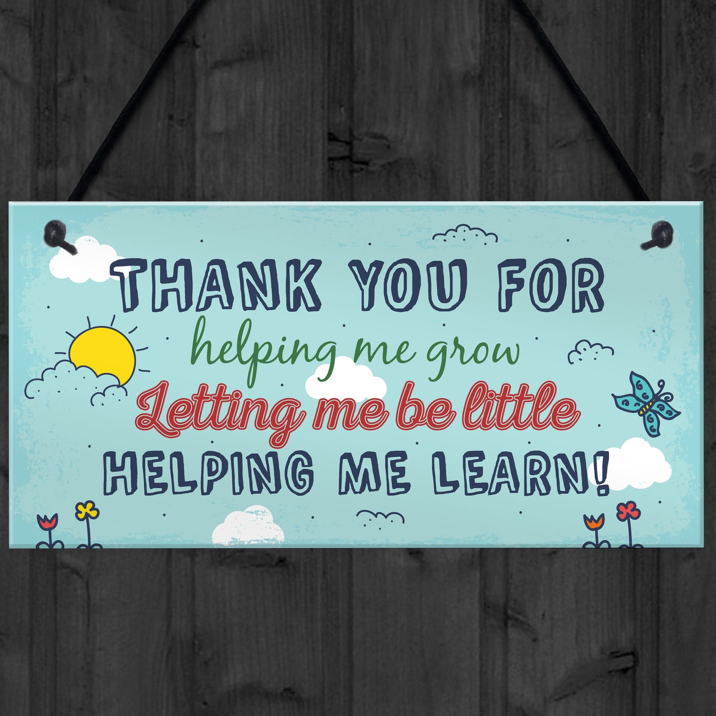 Nursery Teacher Preschool THANK YOU Gift Hanging Sign Plaque