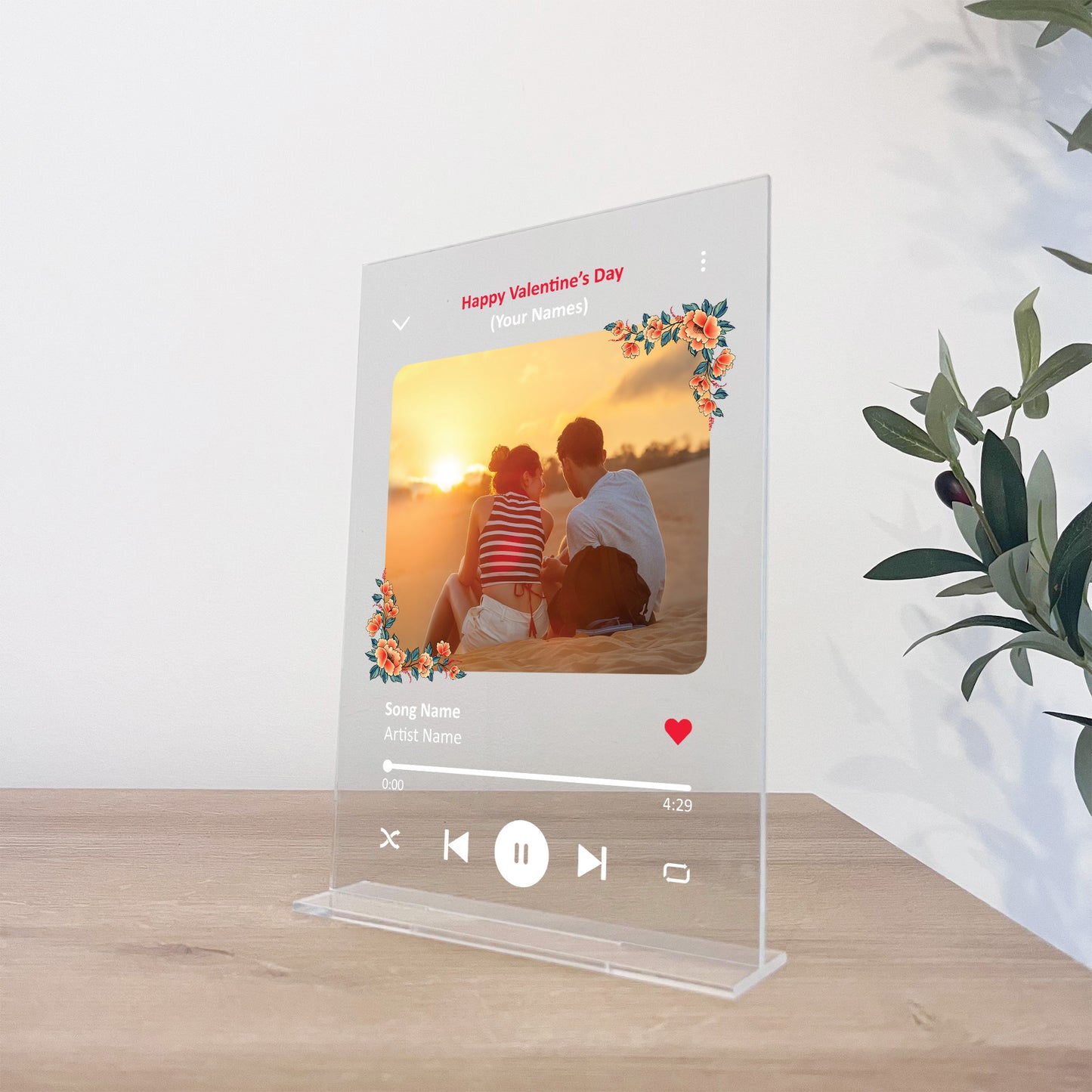 Personalised Photo Plaque Valentine's Day Gift Custom Song